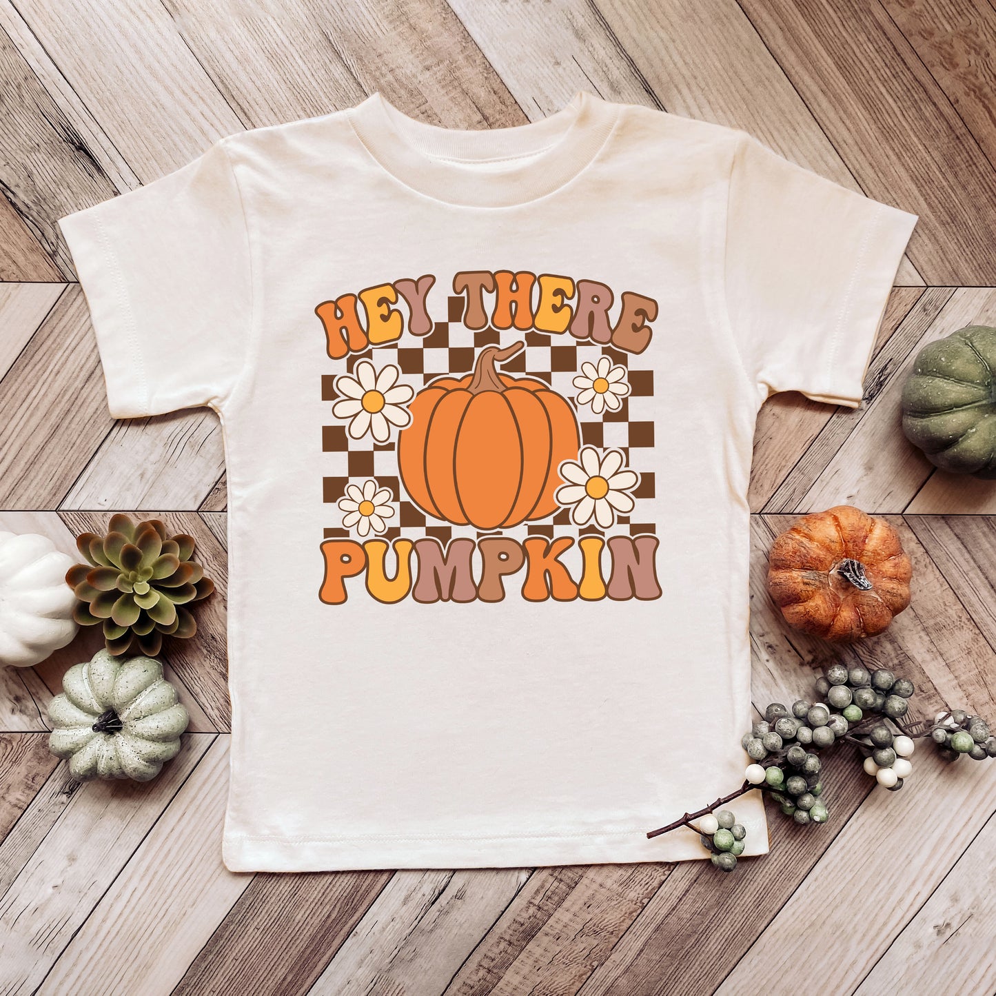 Hey There Pumpkin Flowers | Toddler Short Sleeve Crew Neck