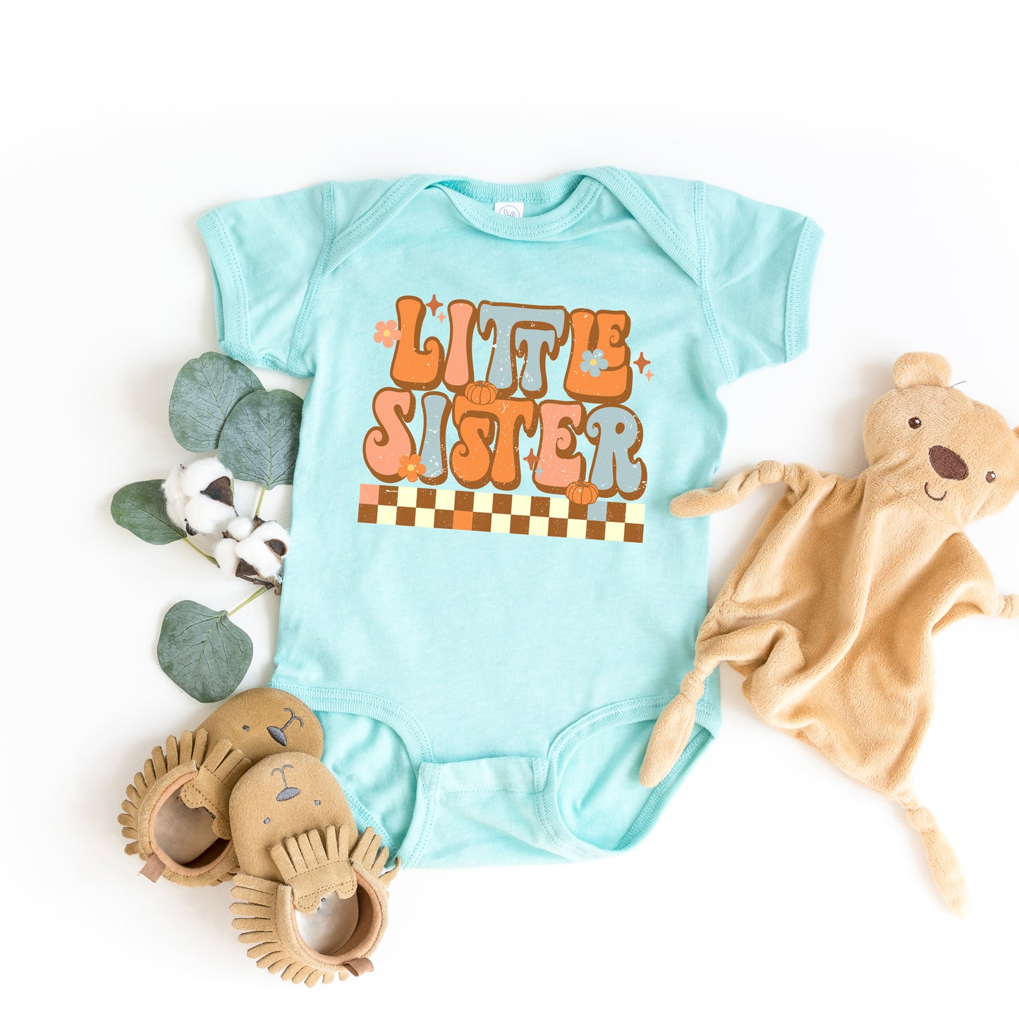 Little Sister Checkered | Baby Graphic Short Sleeve Onesie