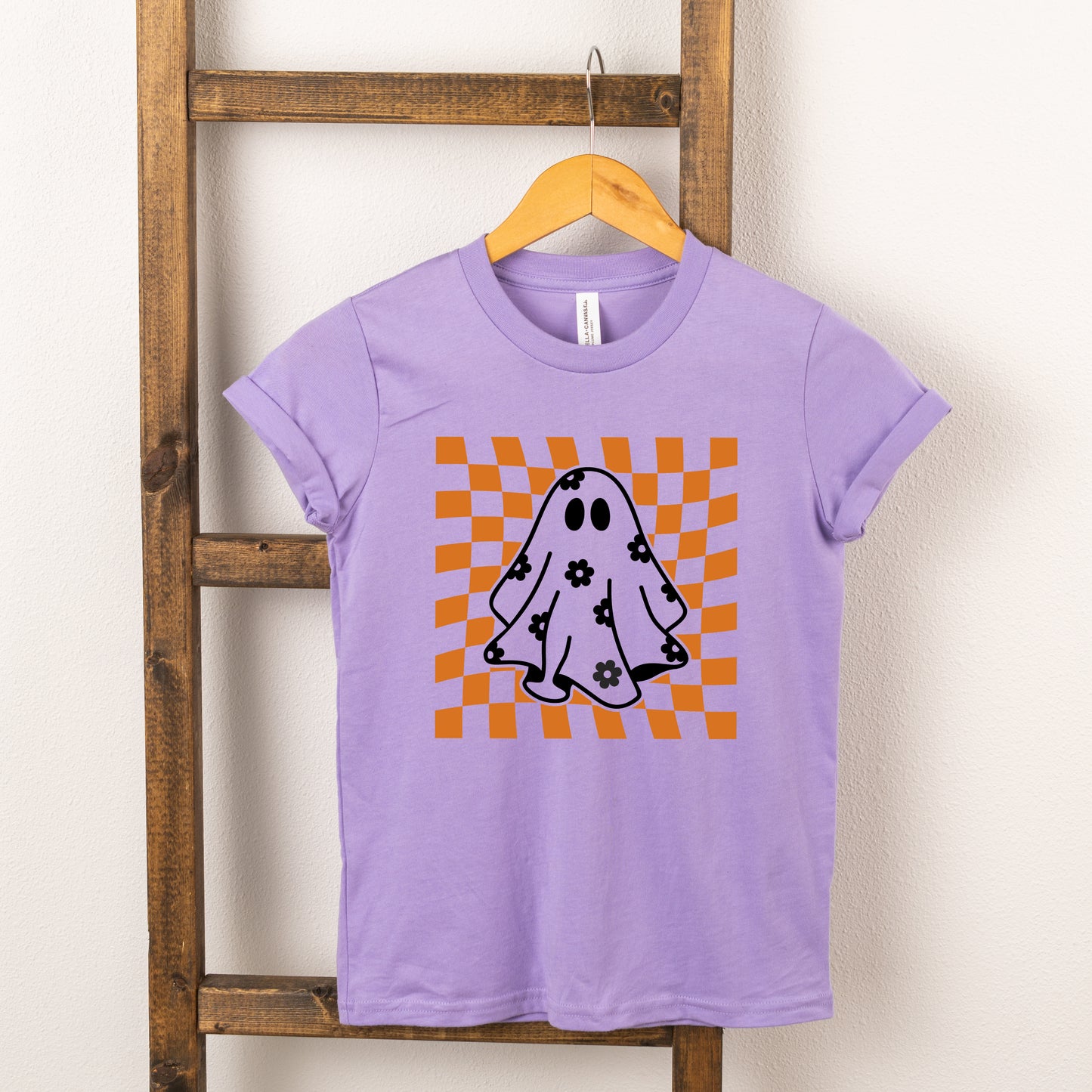 Checkered Flower Ghost | Youth Graphic Short Sleeve Tee