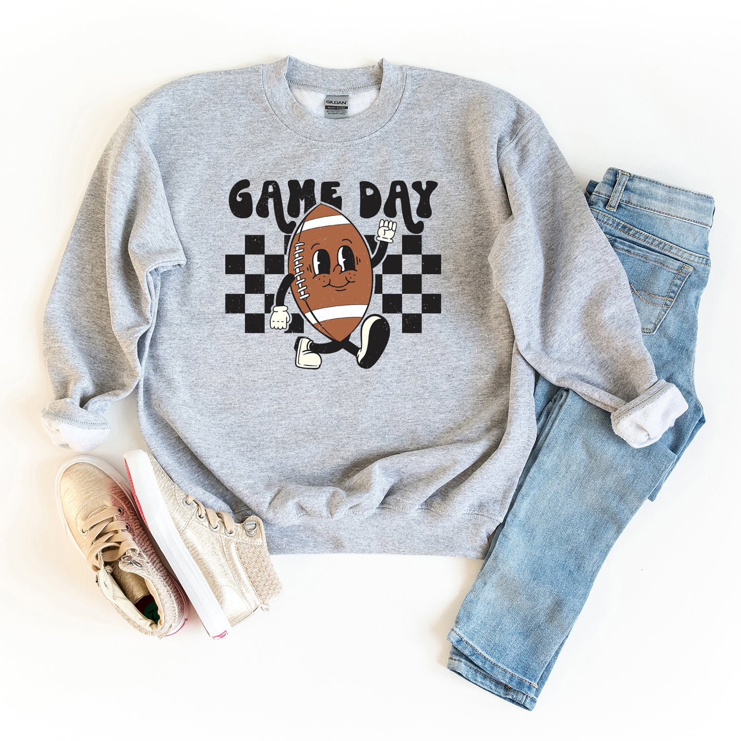 Football Game Day Checkered | Youth Graphic Sweatshirt