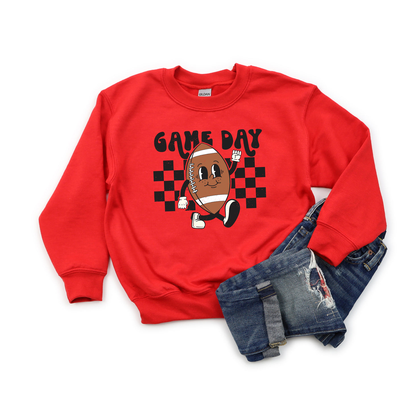 Football Game Day Checkered | Youth Graphic Sweatshirt