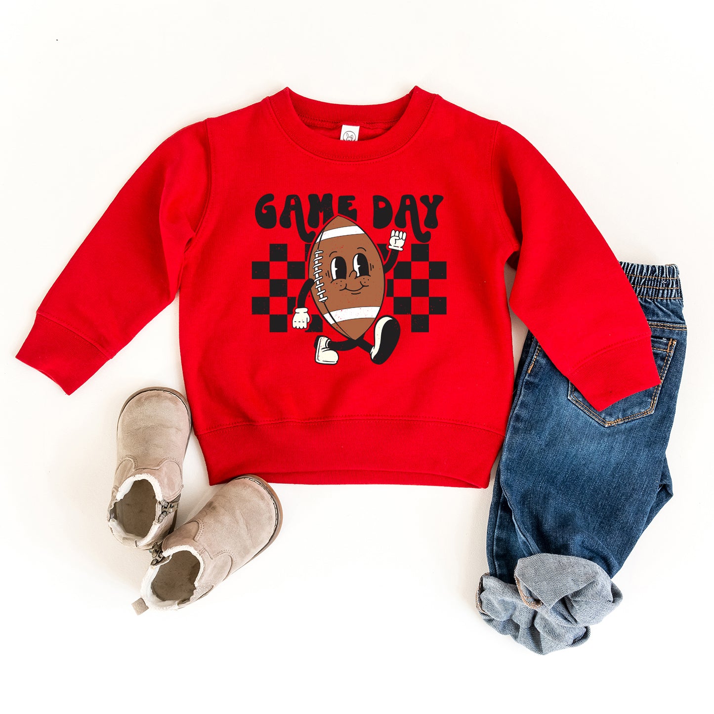 Football Game Day Checkered | Toddler Graphic Sweatshirt