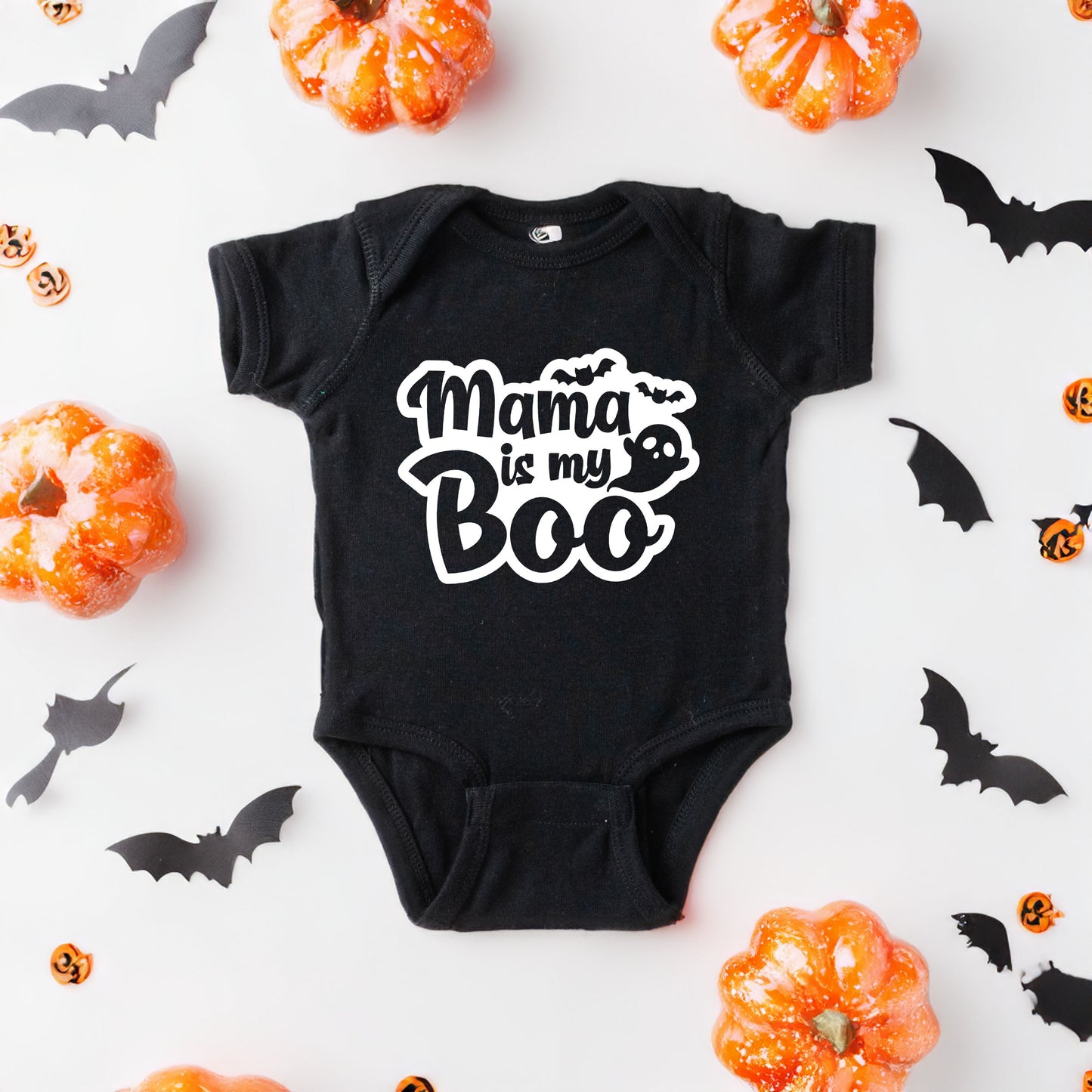 Mama Is My Boo Ghost | Baby Graphic Short Sleeve Onesie