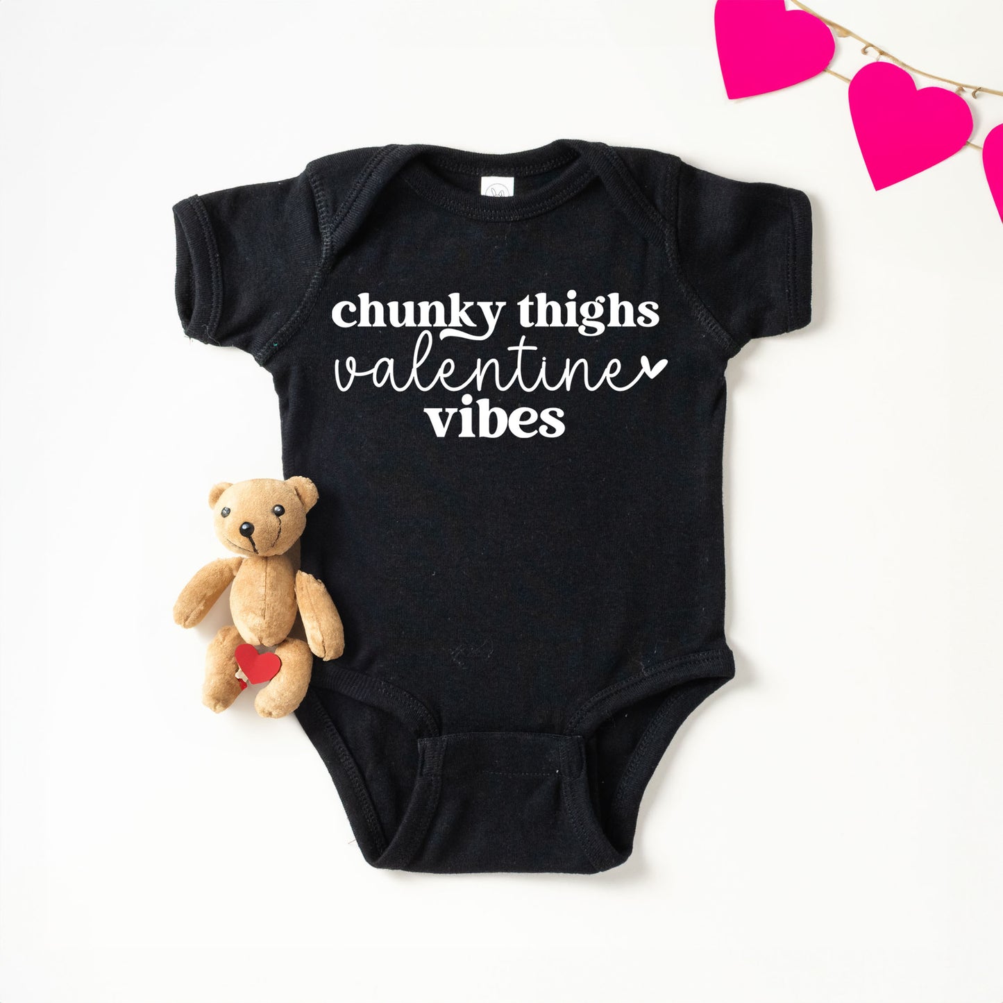 Chunky Thighs Valentine Vibes | Baby Graphic Short Sleeve Onesie