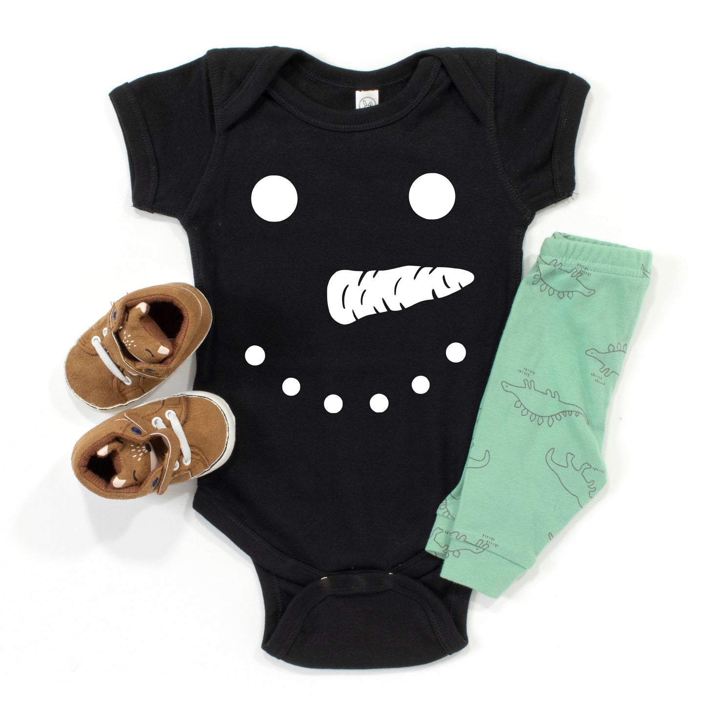 Snowman Face | Baby Graphic Short Sleeve Onesie