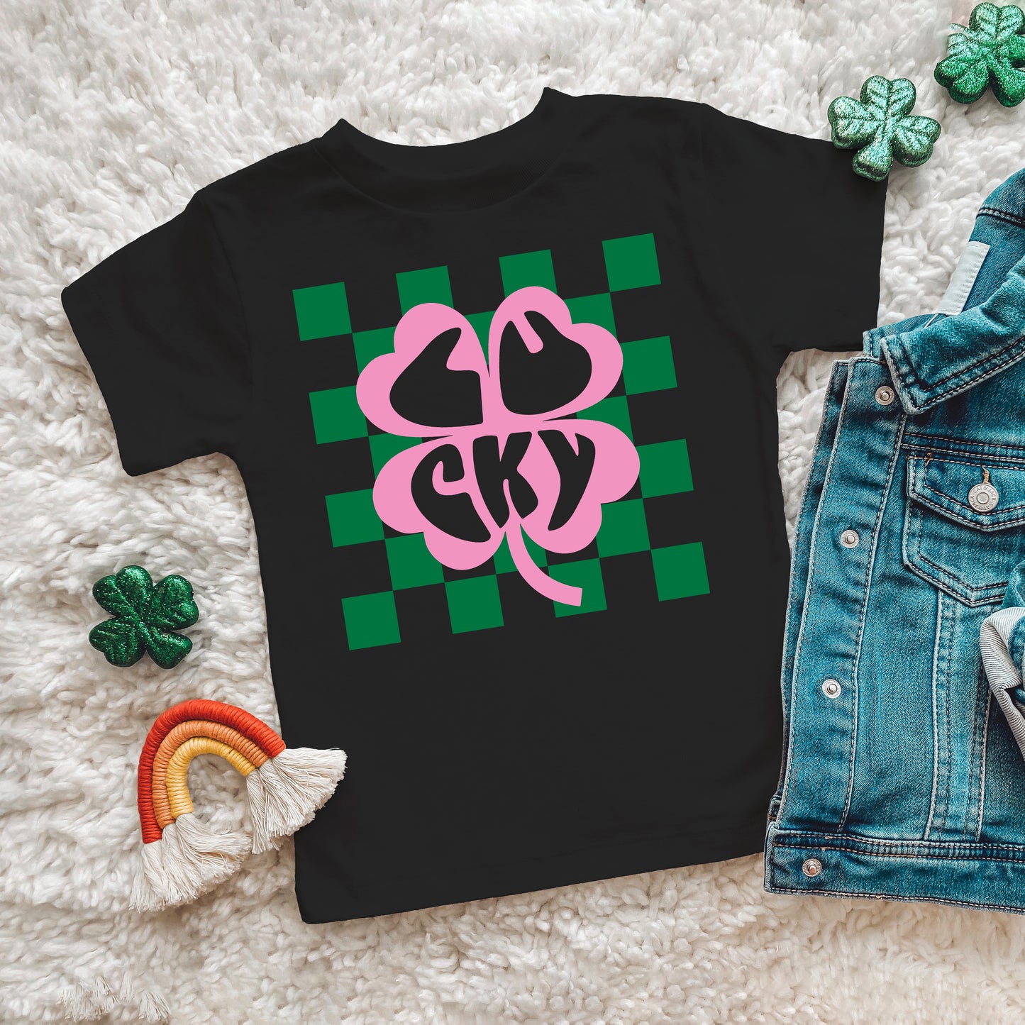 Lucky Clover Checkered | Toddler Graphic Short Sleeve Tee