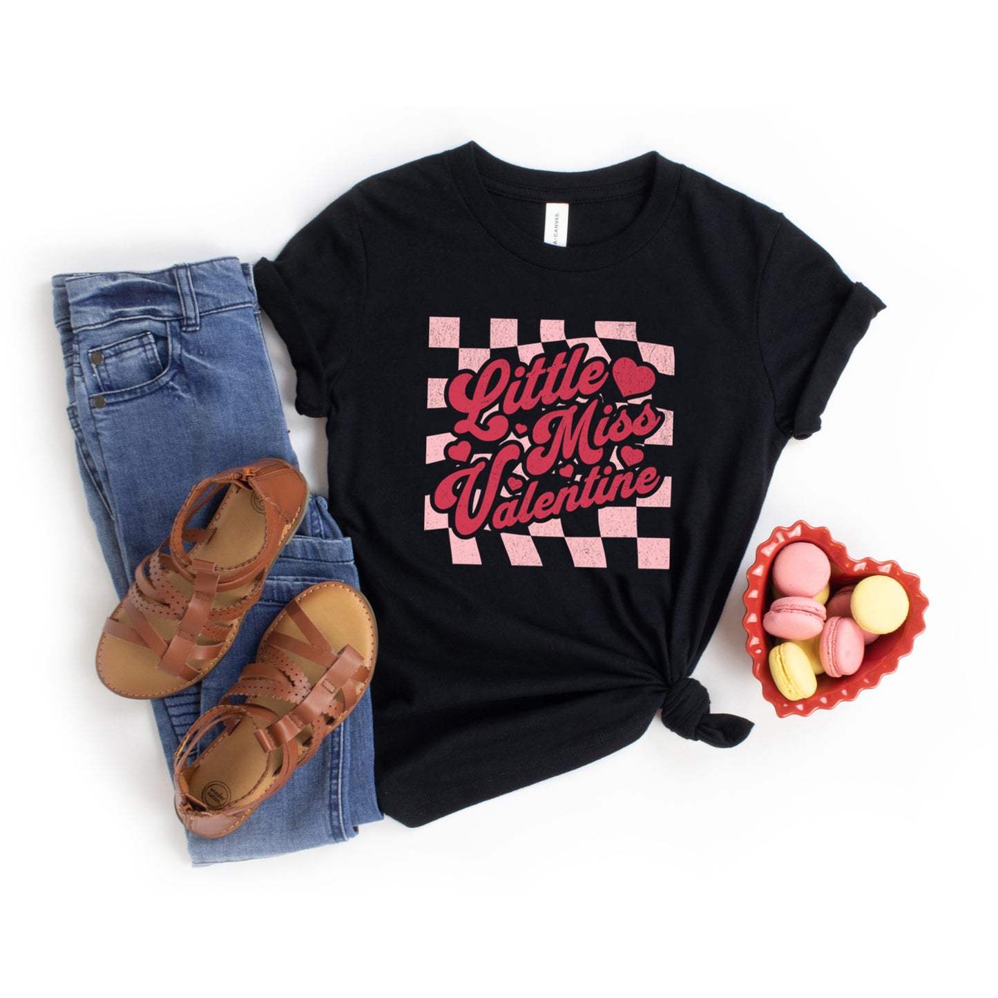 Checkered Little Miss Valentine | Toddler Graphic Short Sleeve Tee