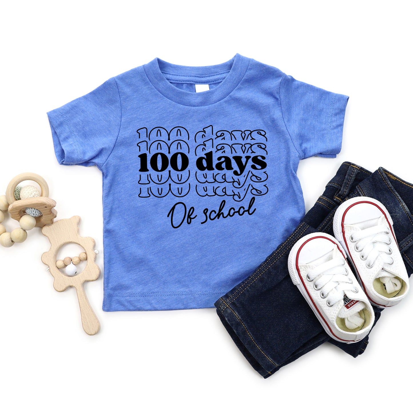 100 Days Of School Stacked | Youth Graphic Short Sleeve Tee