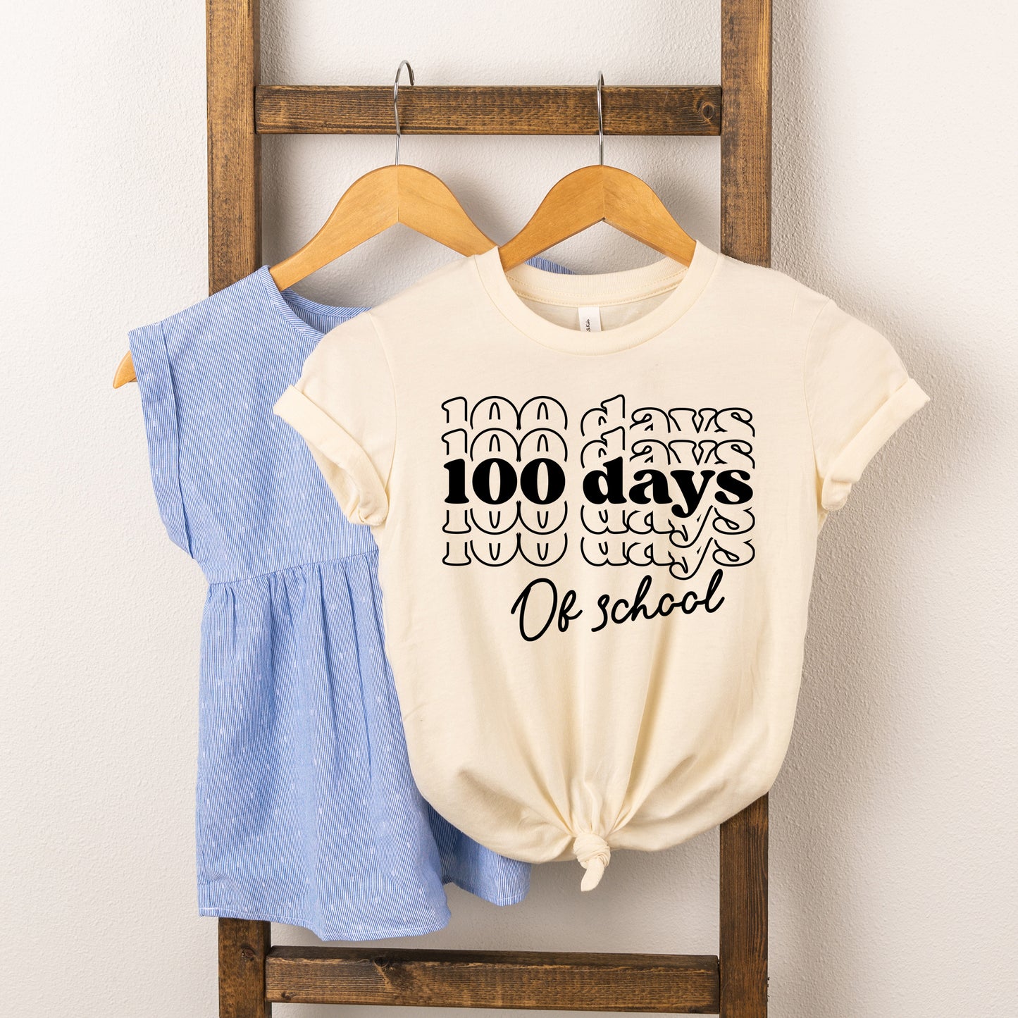 100 Days Of School Stacked | Youth Graphic Short Sleeve Tee