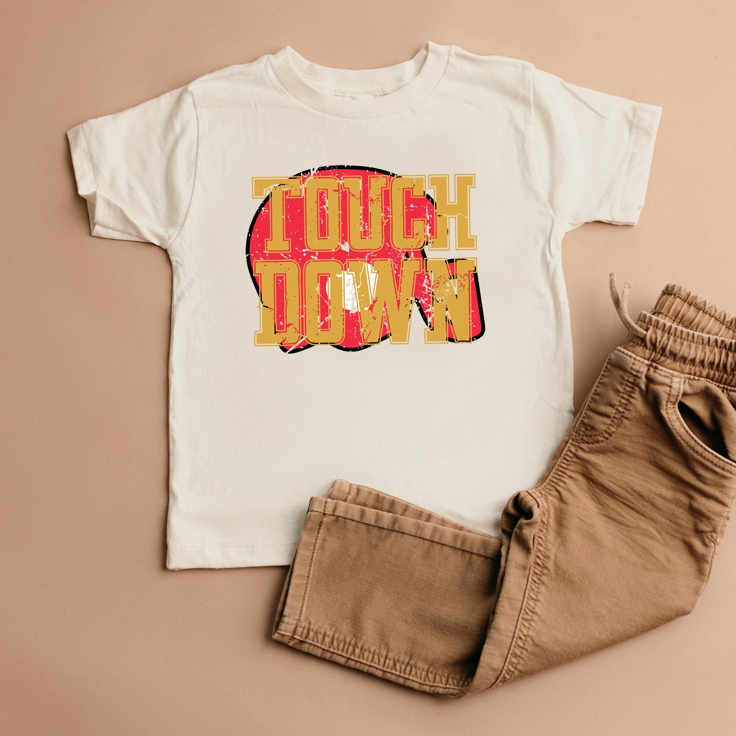 Touch Down Red Helmet Distressed | Youth Graphic Short Sleeve Tee