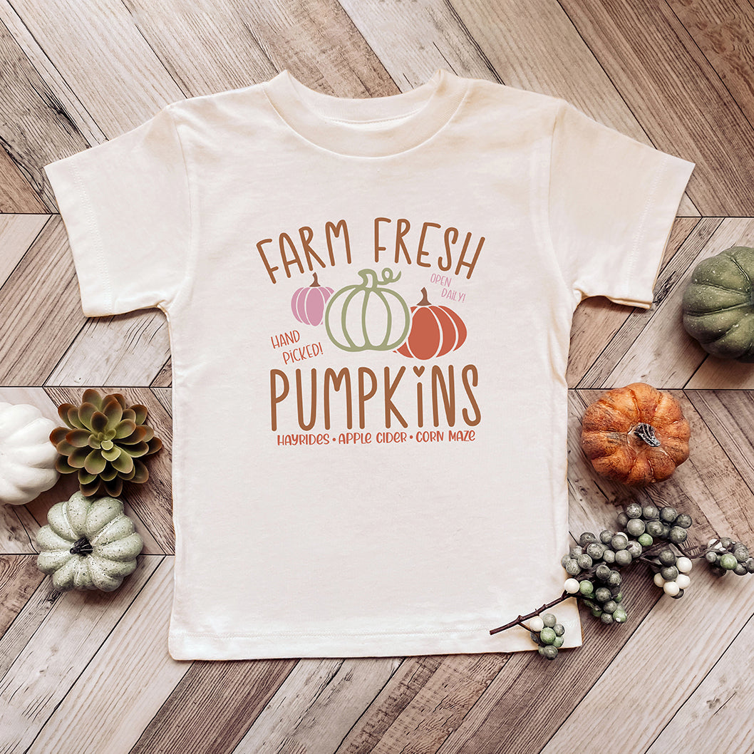Colorful Farm Fresh Pumpkins | Toddler Graphic Short Sleeve Tee