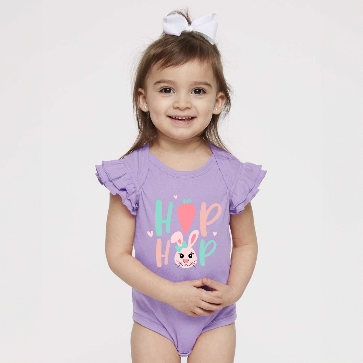 Hip Hop Bunny | Baby Graphic Flutter Sleeve Onesie