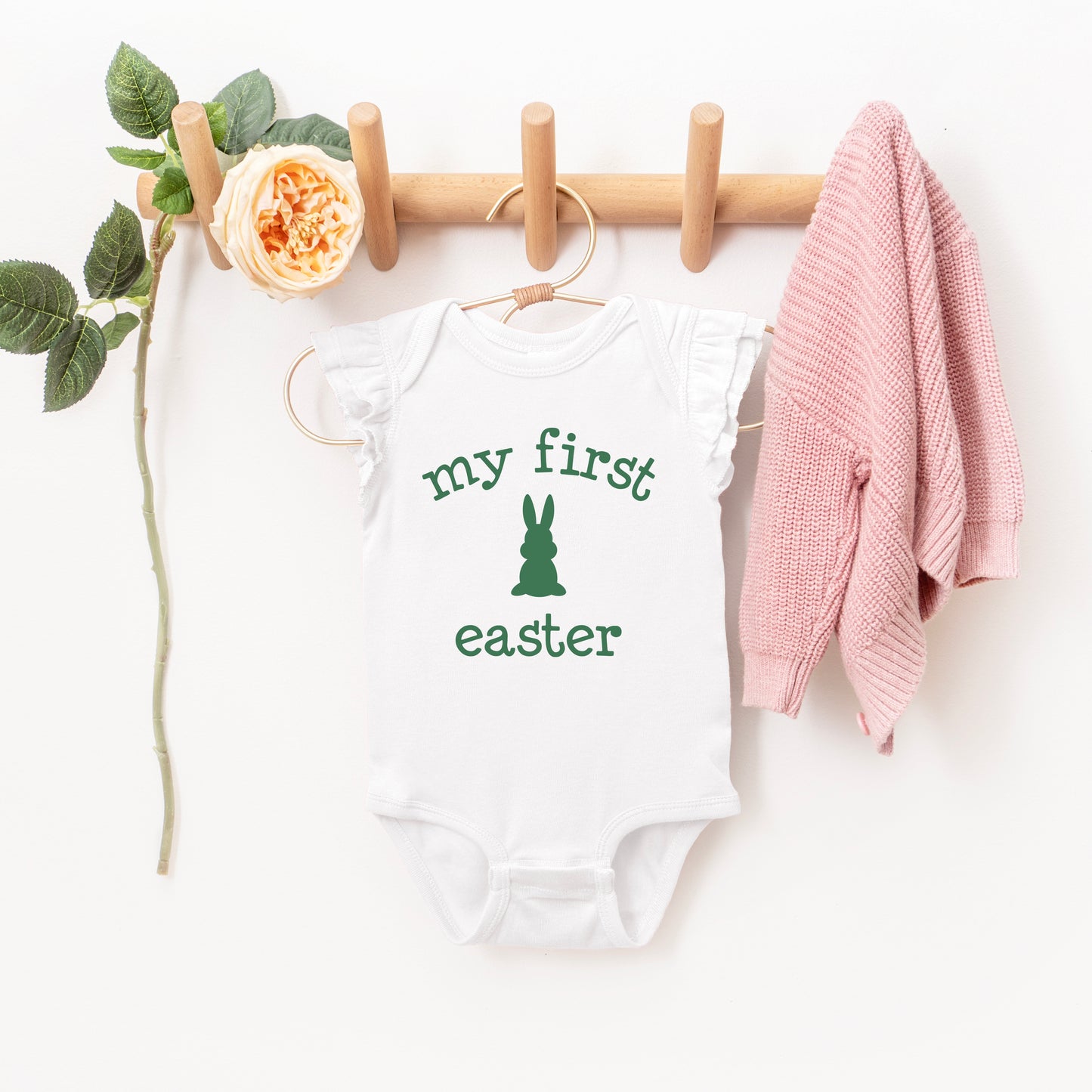 Bunny First Easter | Baby Graphic Flutter Sleeve Onesie