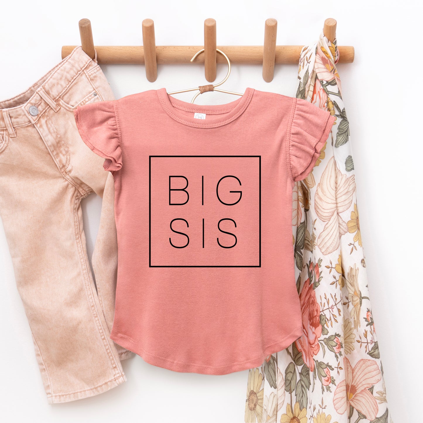 Big Sis Square | Toddler Graphic Flutter Sleeve Tee