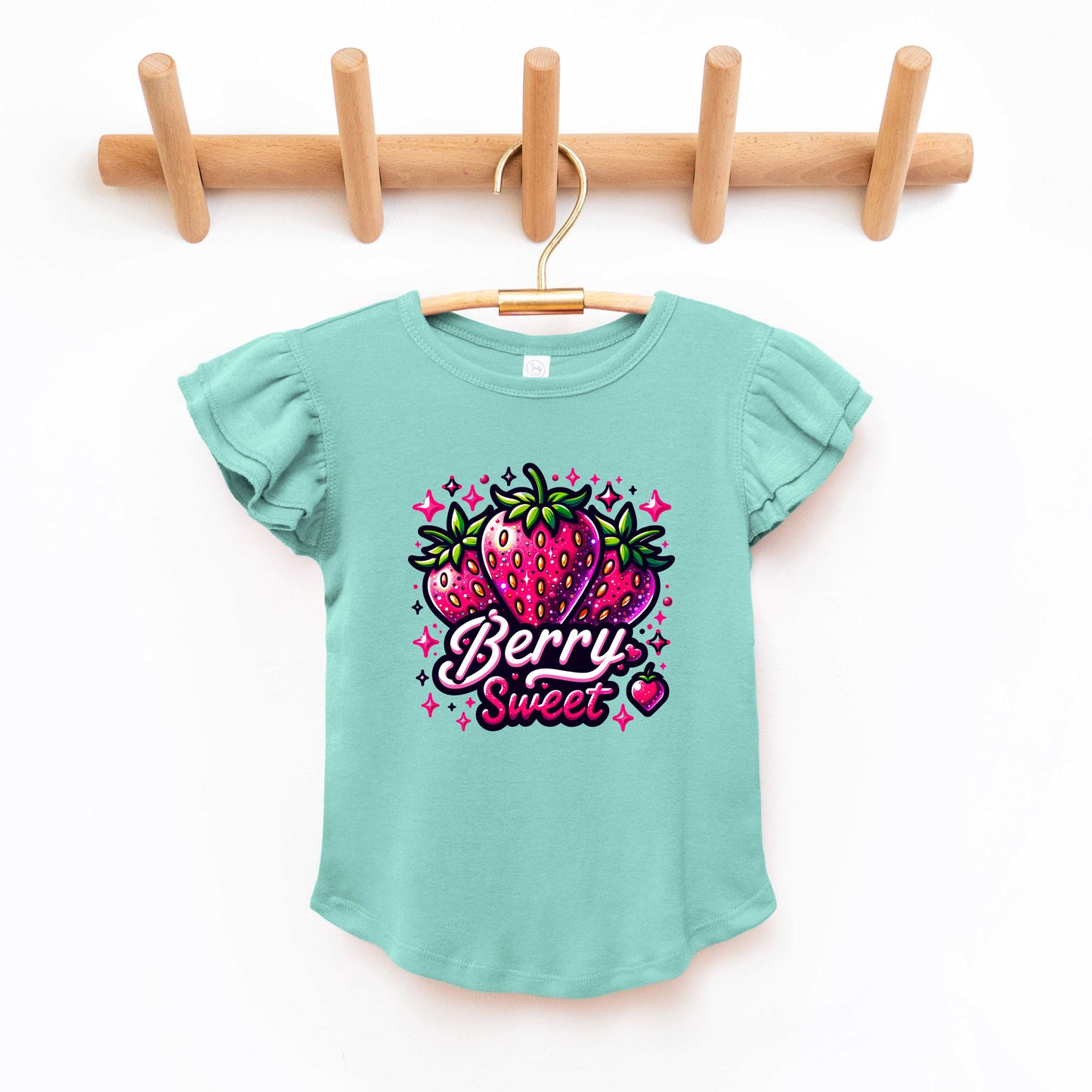 Berry Sweet Strawberry | Toddler Graphic Flutter Sleeve Tee