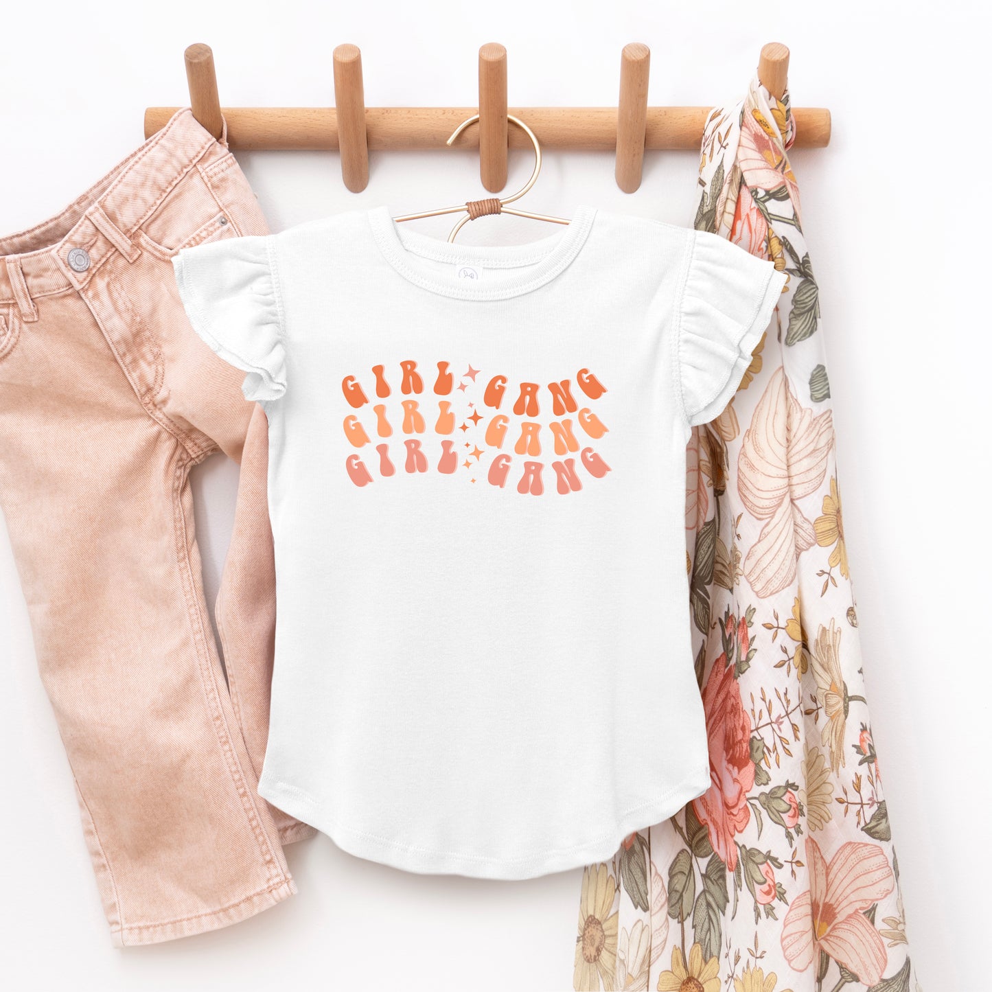 Girl Gang Wavy | Toddler Graphic Flutter Sleeve Tee