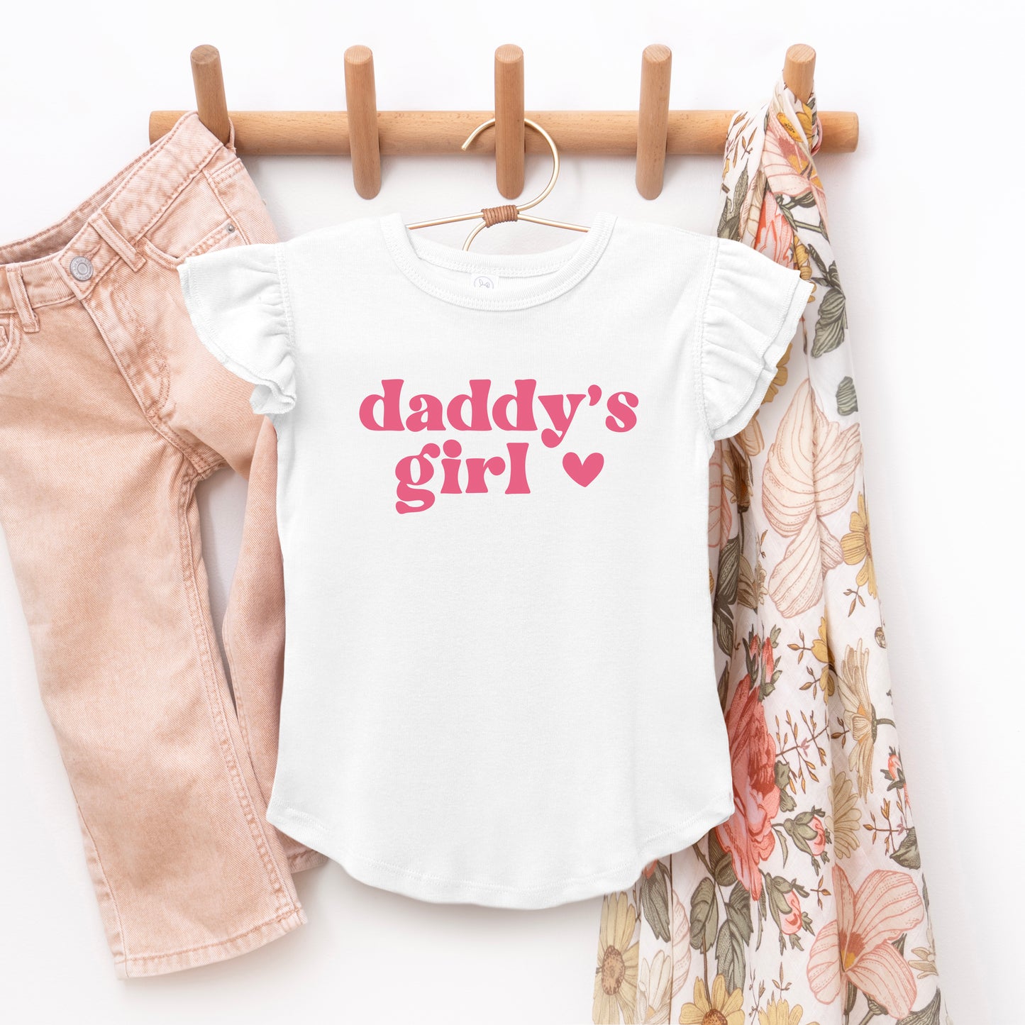 Daddy's Girl Heart | Toddler Graphic Flutter Sleeve Tee