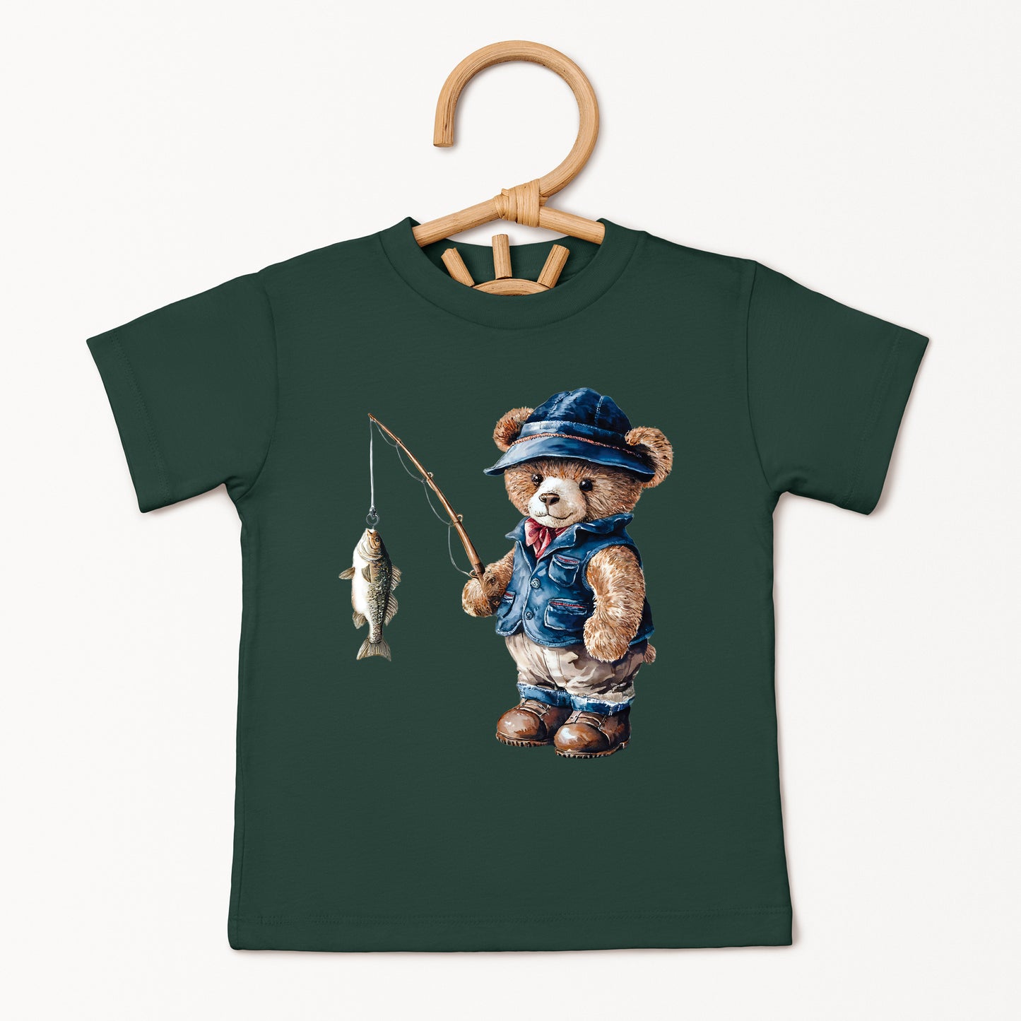 Teddy Bear Fisherman | Toddler Graphic Short Sleeve Tee