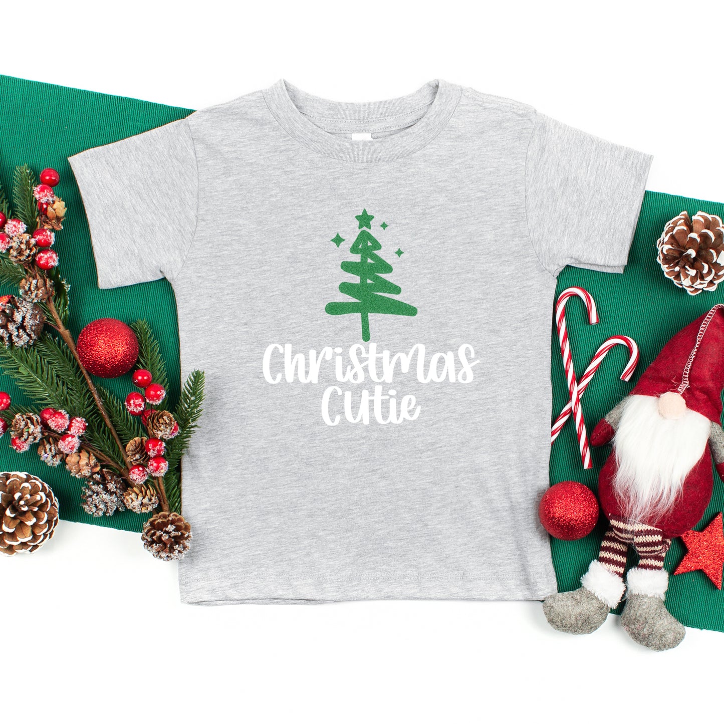 Christmas Cutie Tree Glitter | Toddler Graphic Short Sleeve Tee