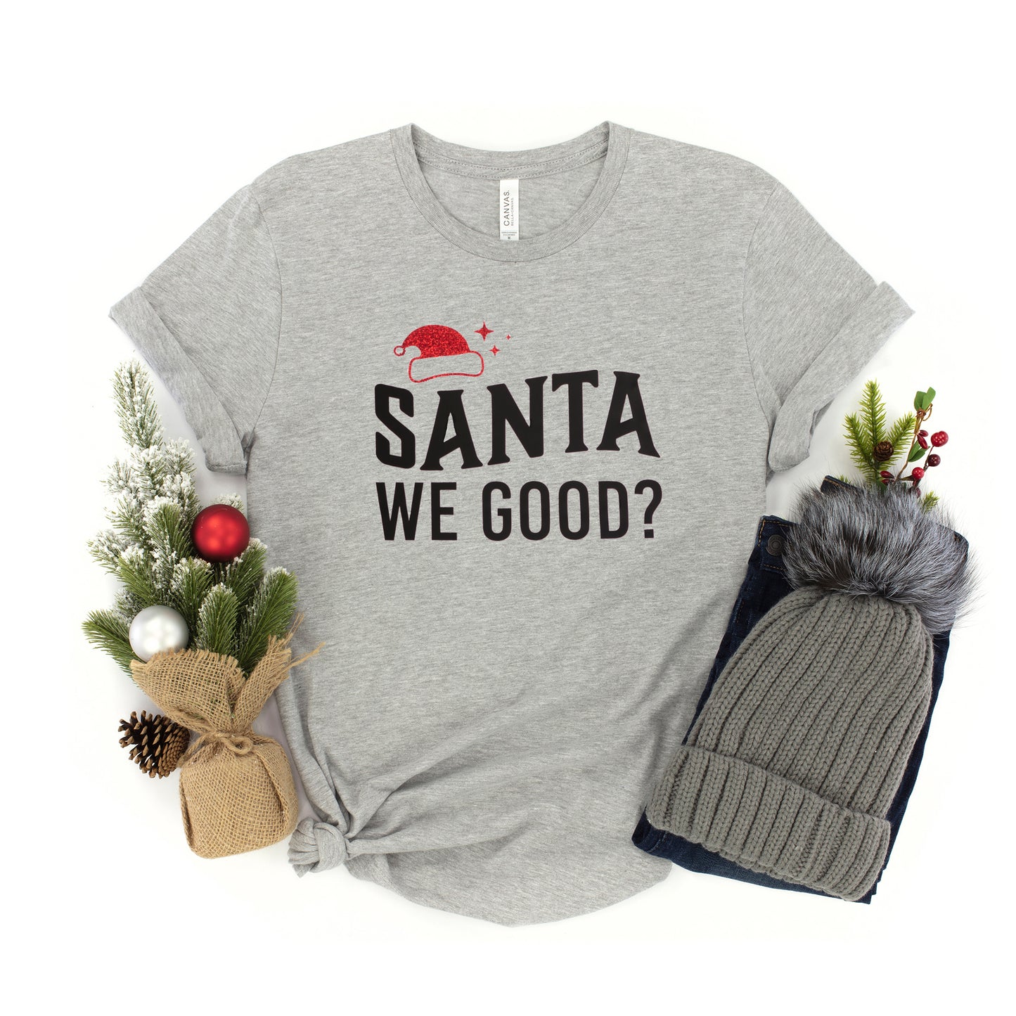 Santa We Good Glitter | Youth Graphic Short Sleeve Tee