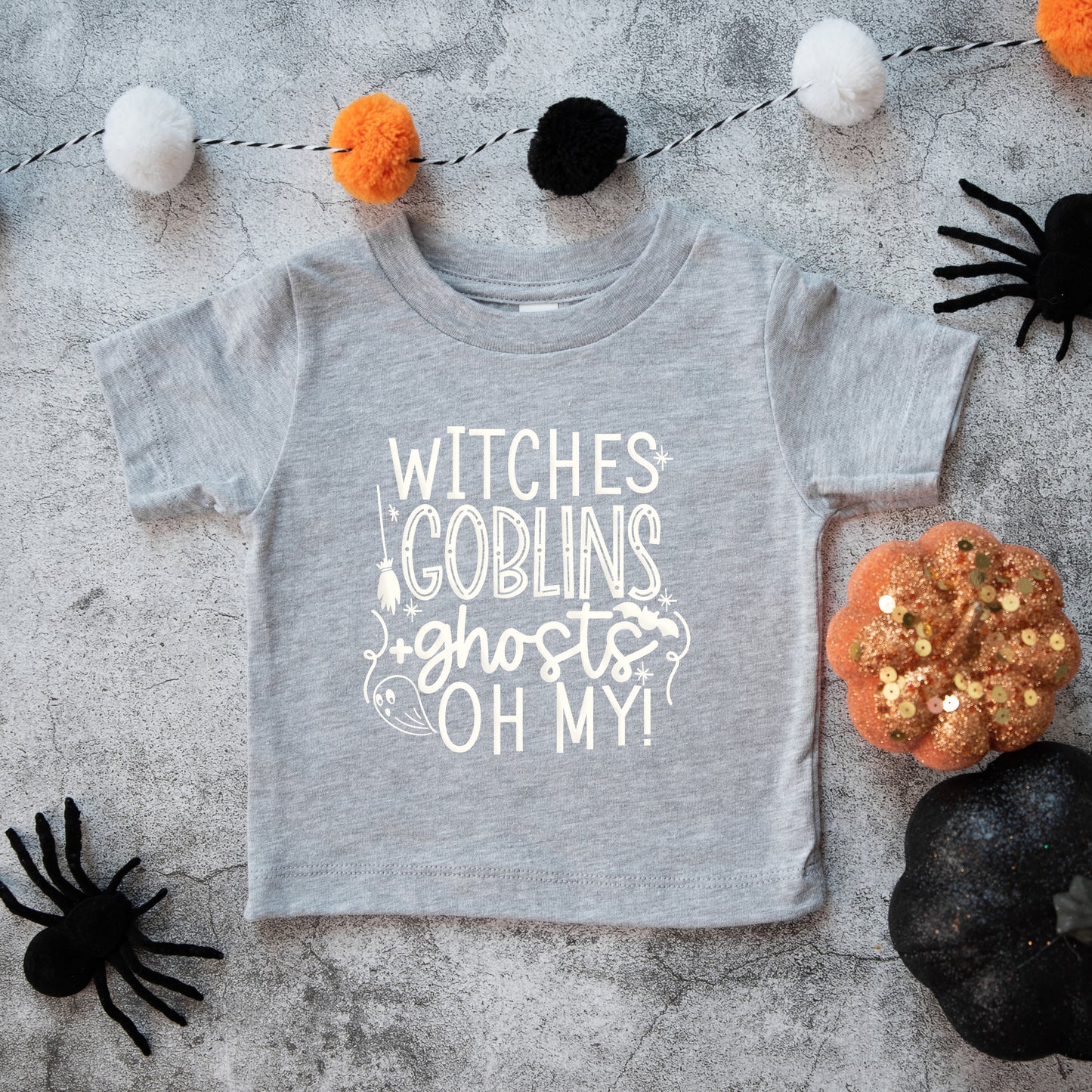 Witches Goblins Ghosts Puff Print | Youth Graphic Short Sleeve Tee