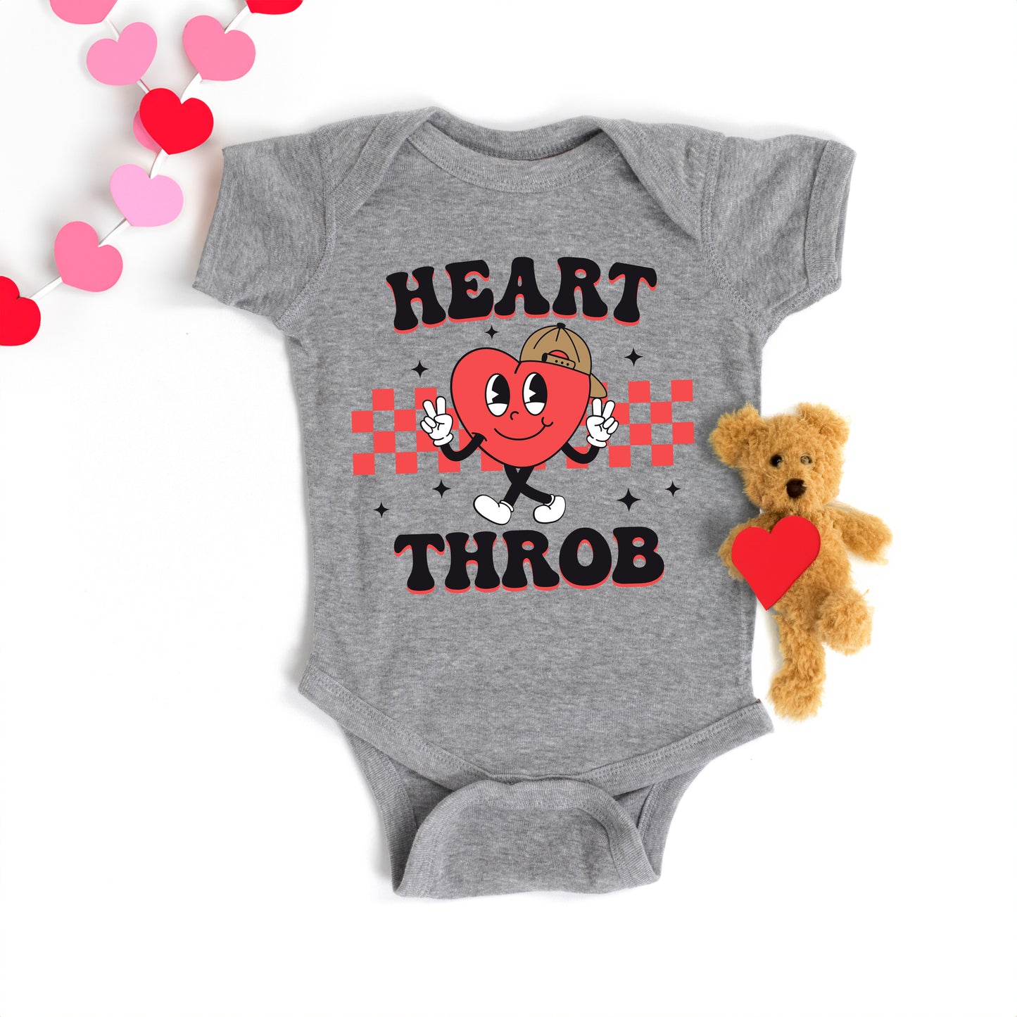 Checkered Heart Throb | Baby Graphic Short Sleeve Onesie