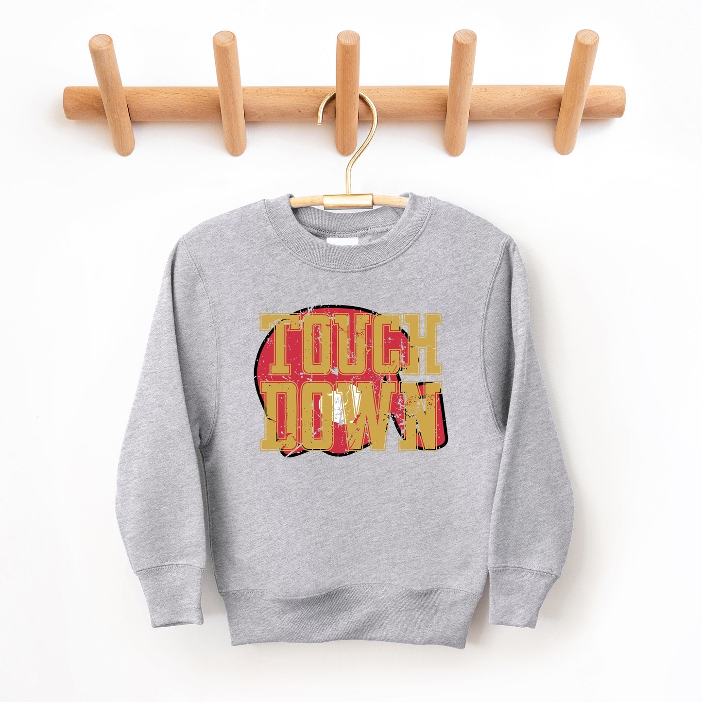 Touch Down Red Helmet Distressed | Youth Graphic Sweatshirt