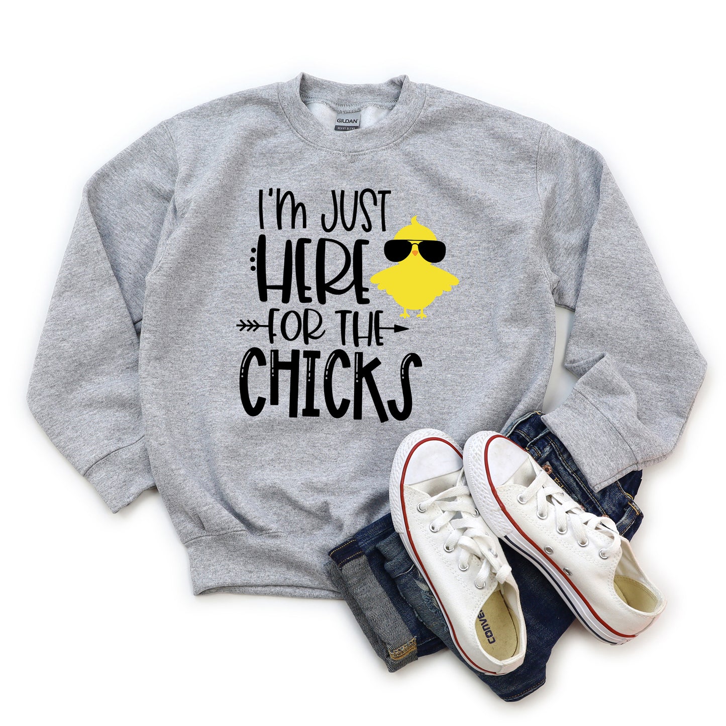 I'm Just Here For The Chicks | Youth Graphic Sweatshirt