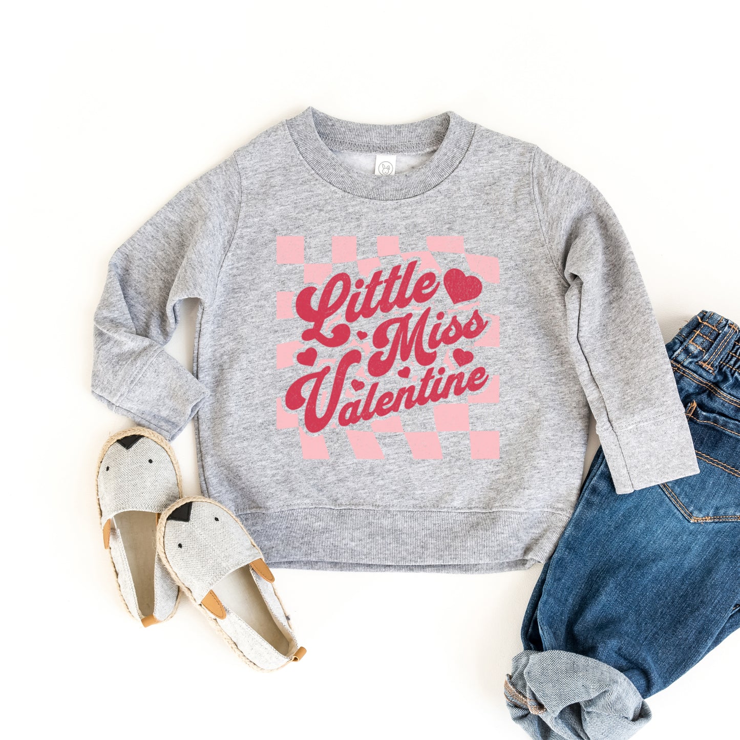 Checkered Little Miss Valentine | Toddler Graphic Sweatshirt