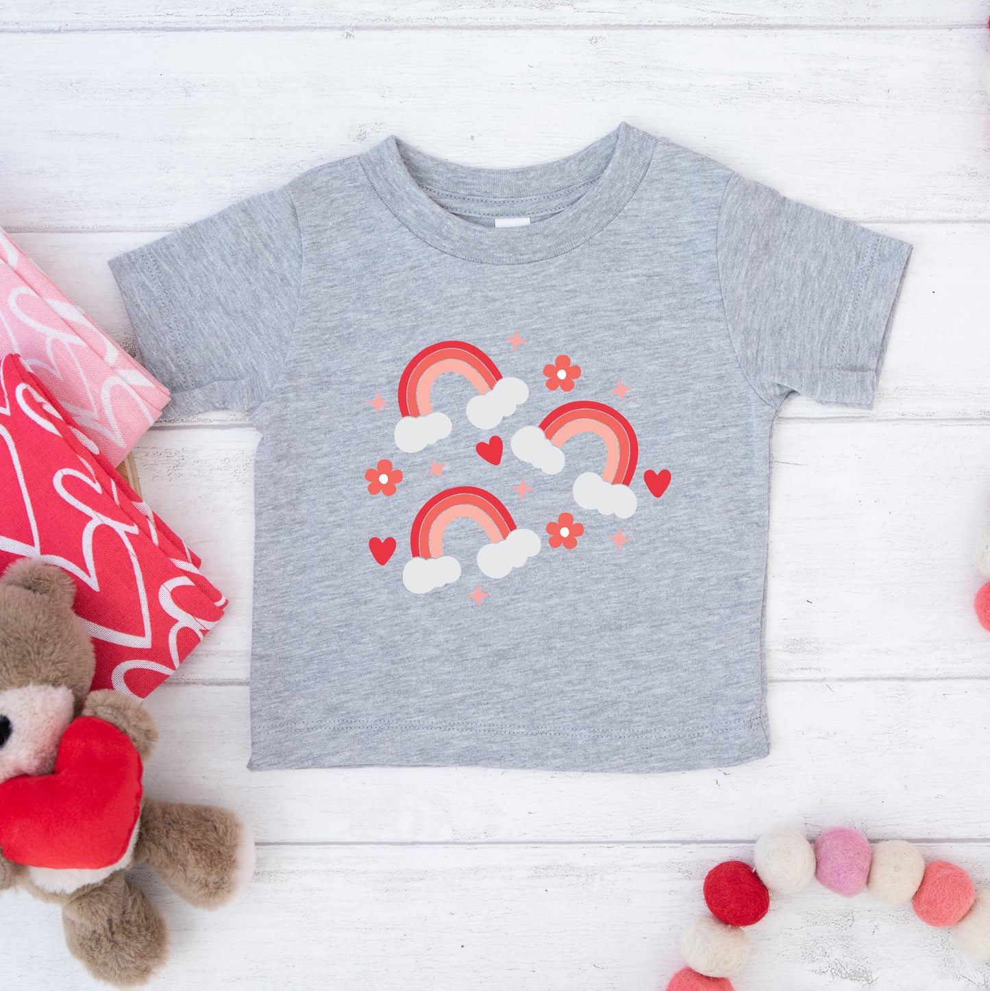 Valentine Rainbow | Toddler Graphic Short Sleeve Tee