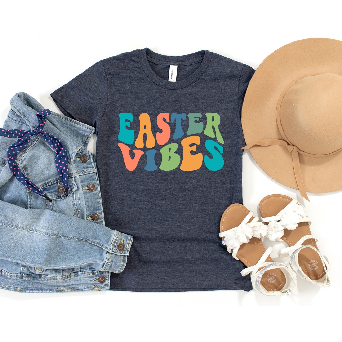 Easter Vibes Wavy | Youth Graphic Short Sleeve Crew Neck