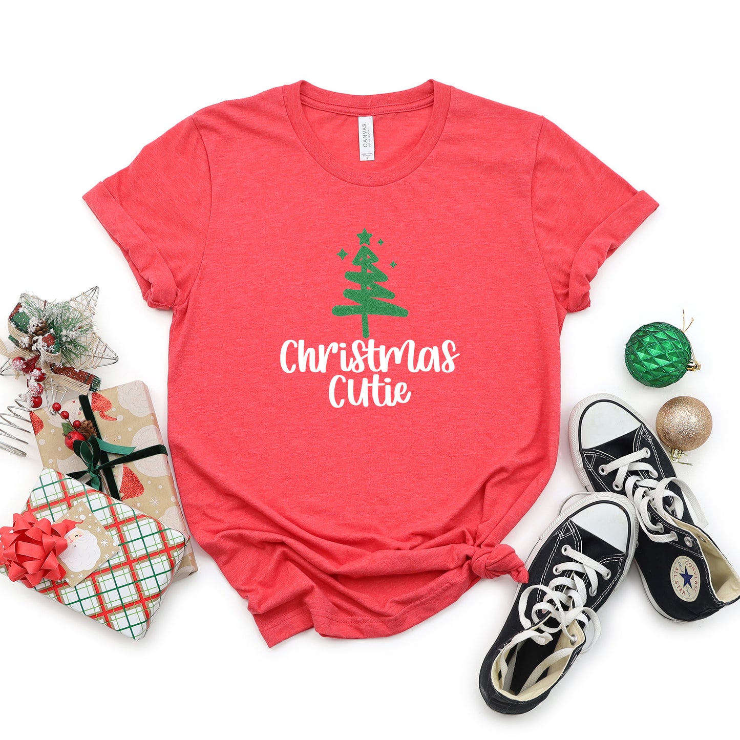 Christmas Cutie Tree Glitter | Toddler Graphic Short Sleeve Tee