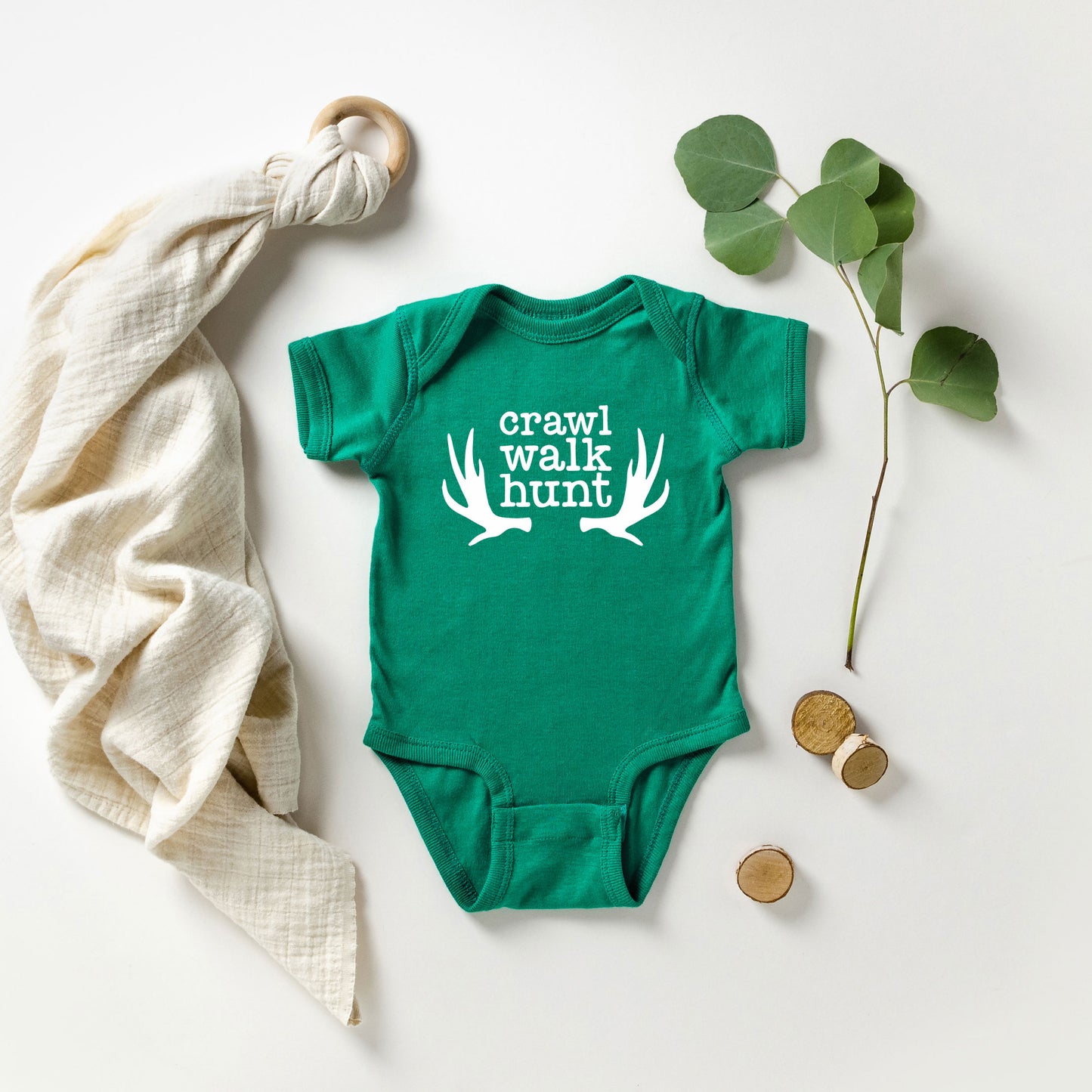 Crawl Walk Hunt | Baby Graphic Short Sleeve Onesie