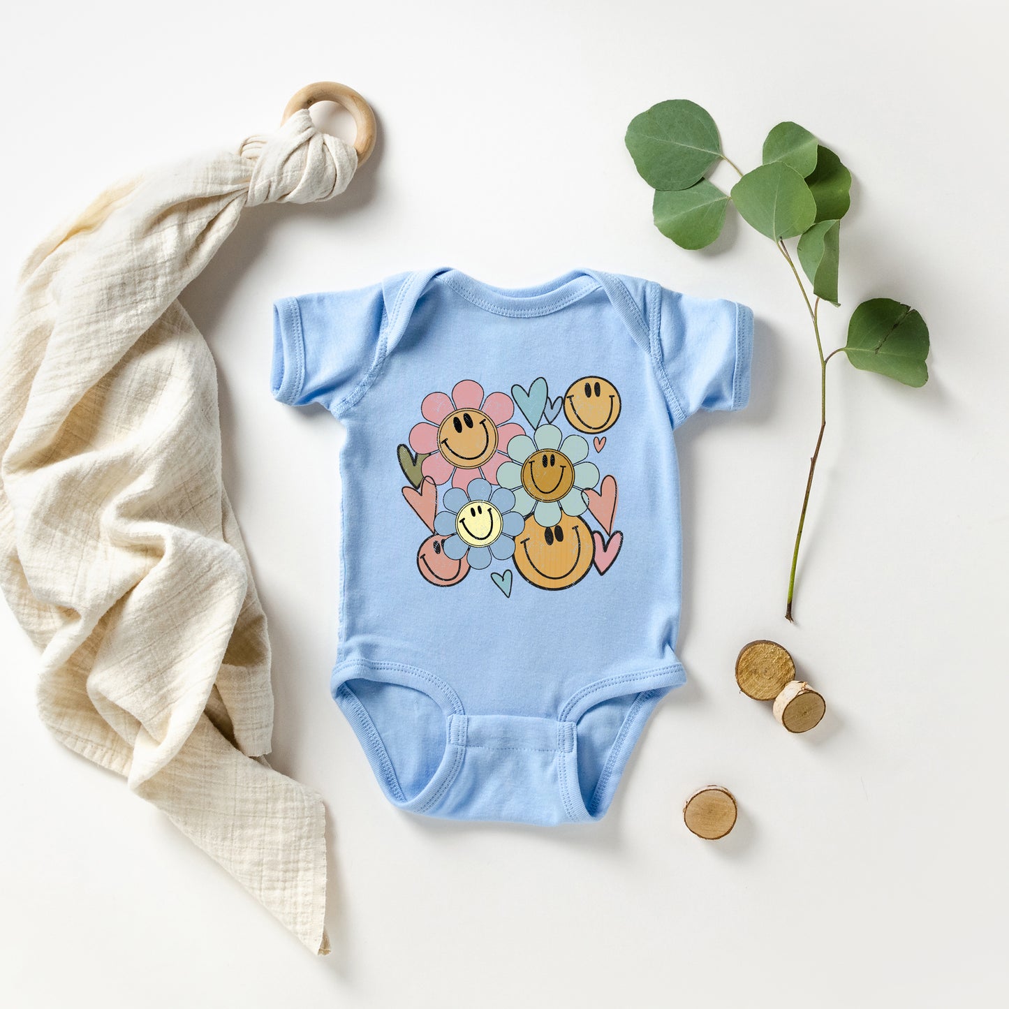 Flower Smiley Face | Baby Graphic Short Sleeve Onesie