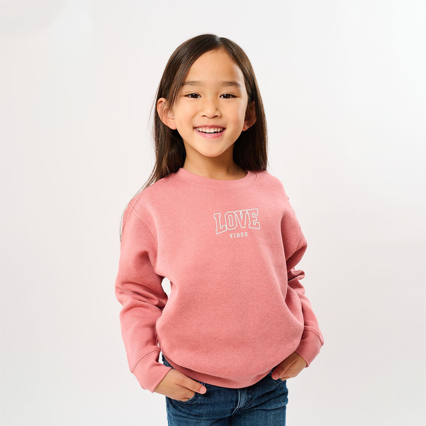 Embroidered Varsity Love Vibes | Toddler Graphic Sweatshirt