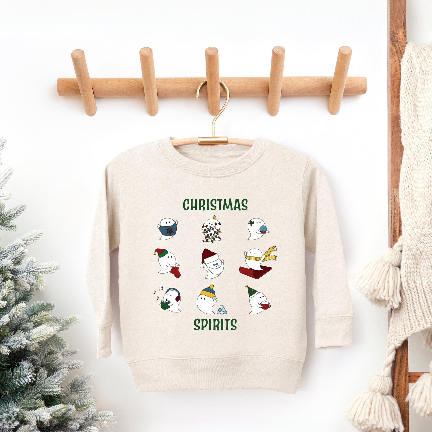 Christmas Spirits Green Words | Youth Ultra-Soft Graphic Sweatshirt
