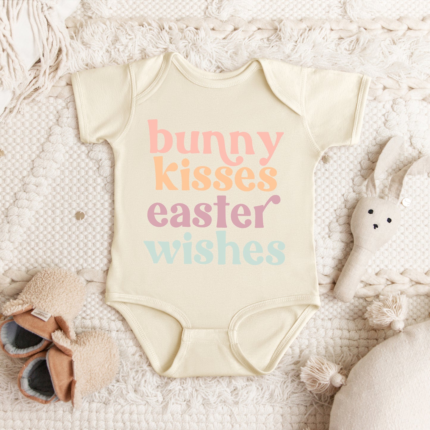 Bunny Kisses Easter Wishes | Baby Graphic Short Sleeve Onesie