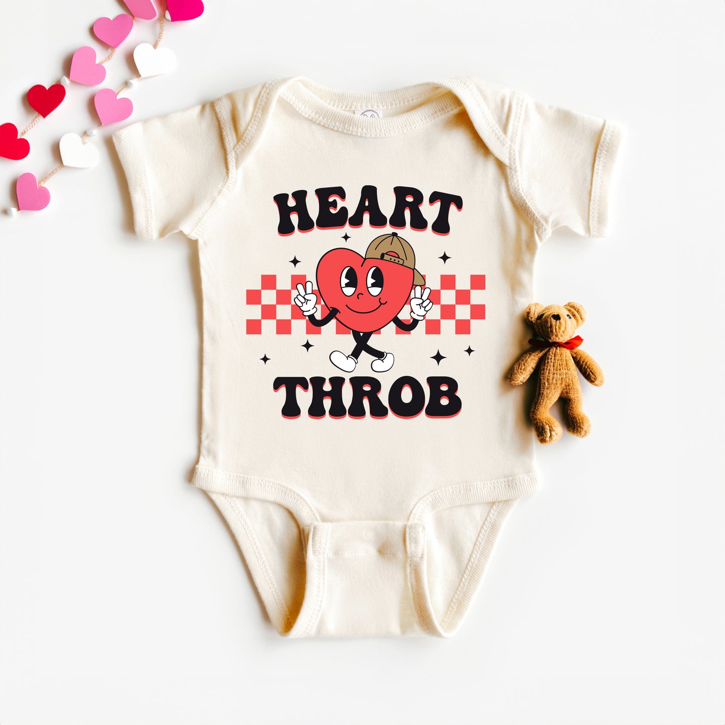 Checkered Heart Throb | Baby Graphic Short Sleeve Onesie