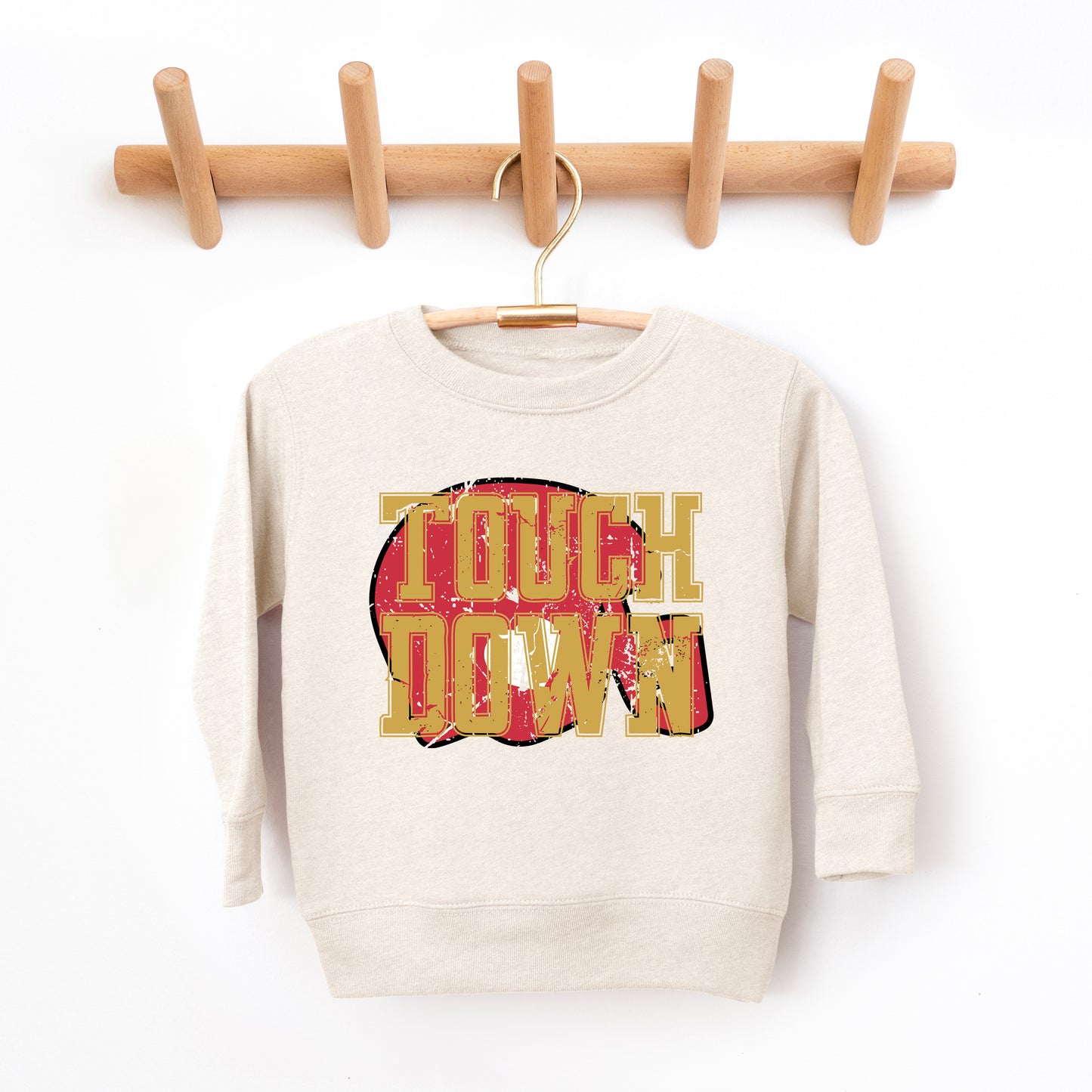 Touch Down Red Helmet Distressed | Toddler Graphic Sweatshirt