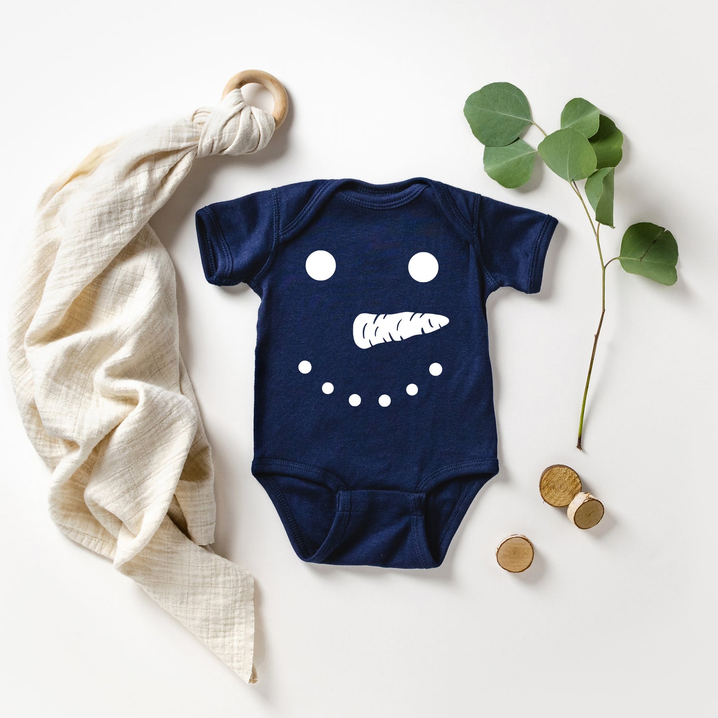 Snowman Face | Baby Graphic Short Sleeve Onesie