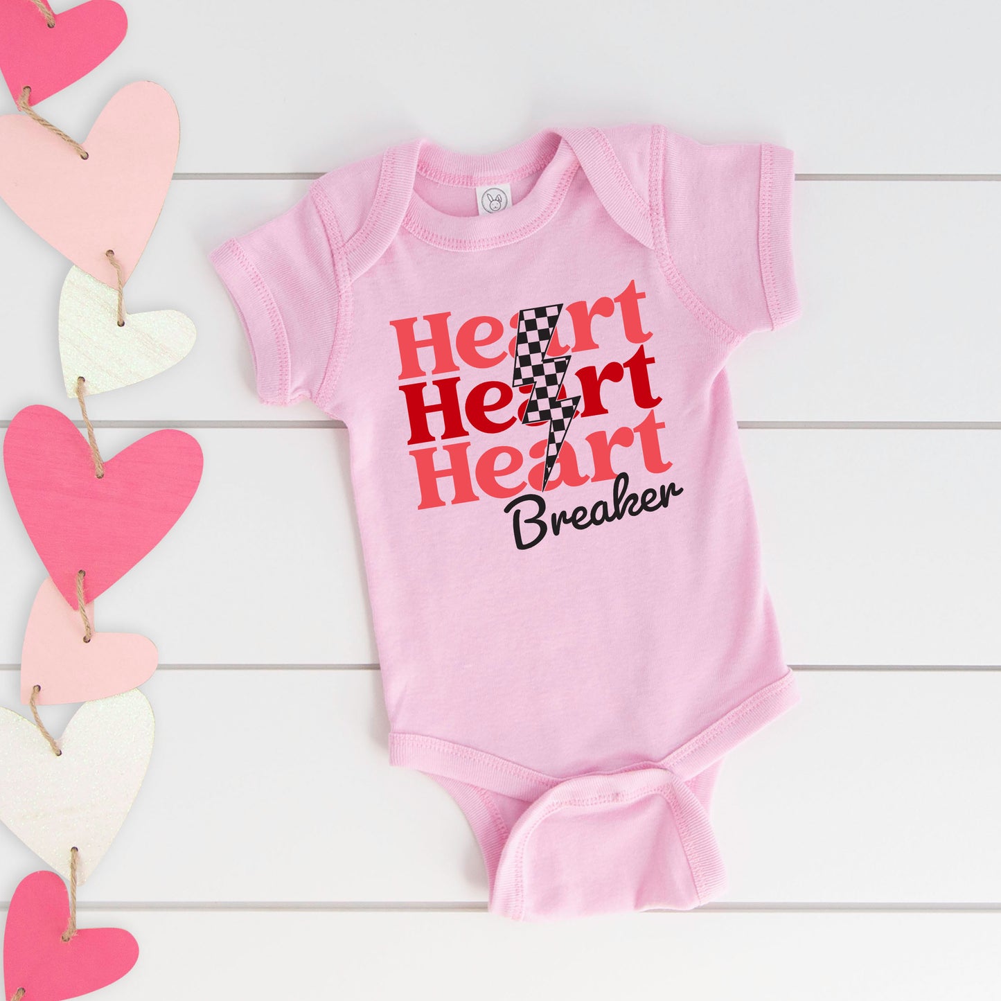 Heart Breaker Checkered Bolt | Baby Graphic Short Sleeve Onesie
