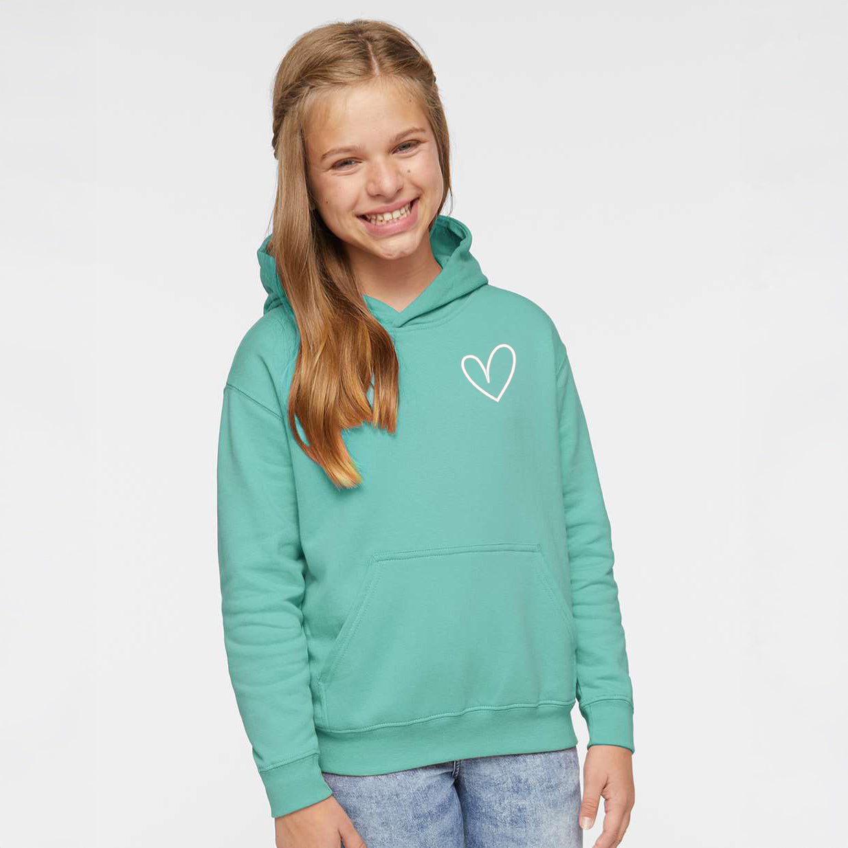 Embroidered Hand Drawn Heart | Youth Graphic Hoodie