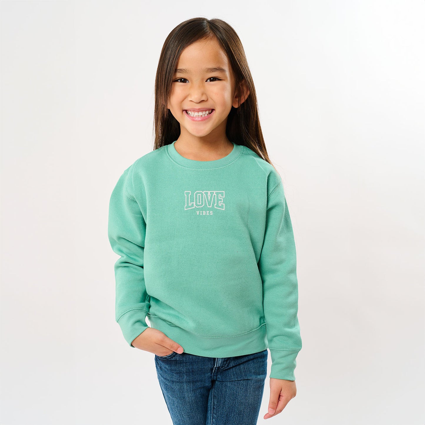 Embroidered Varsity Love Vibes | Toddler Graphic Sweatshirt