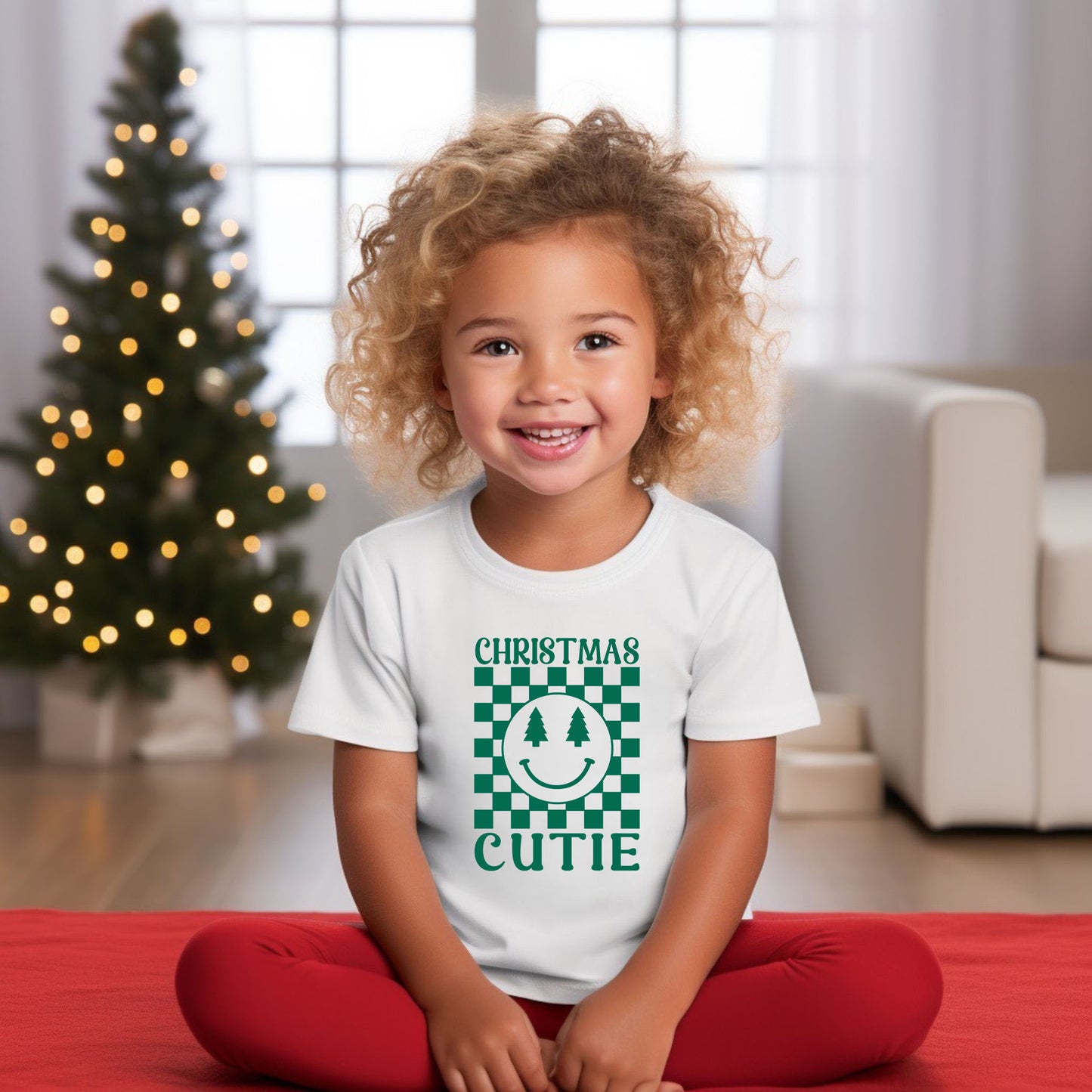 Christmas Cutie Checkered | Youth Graphic Short Sleeve Tee