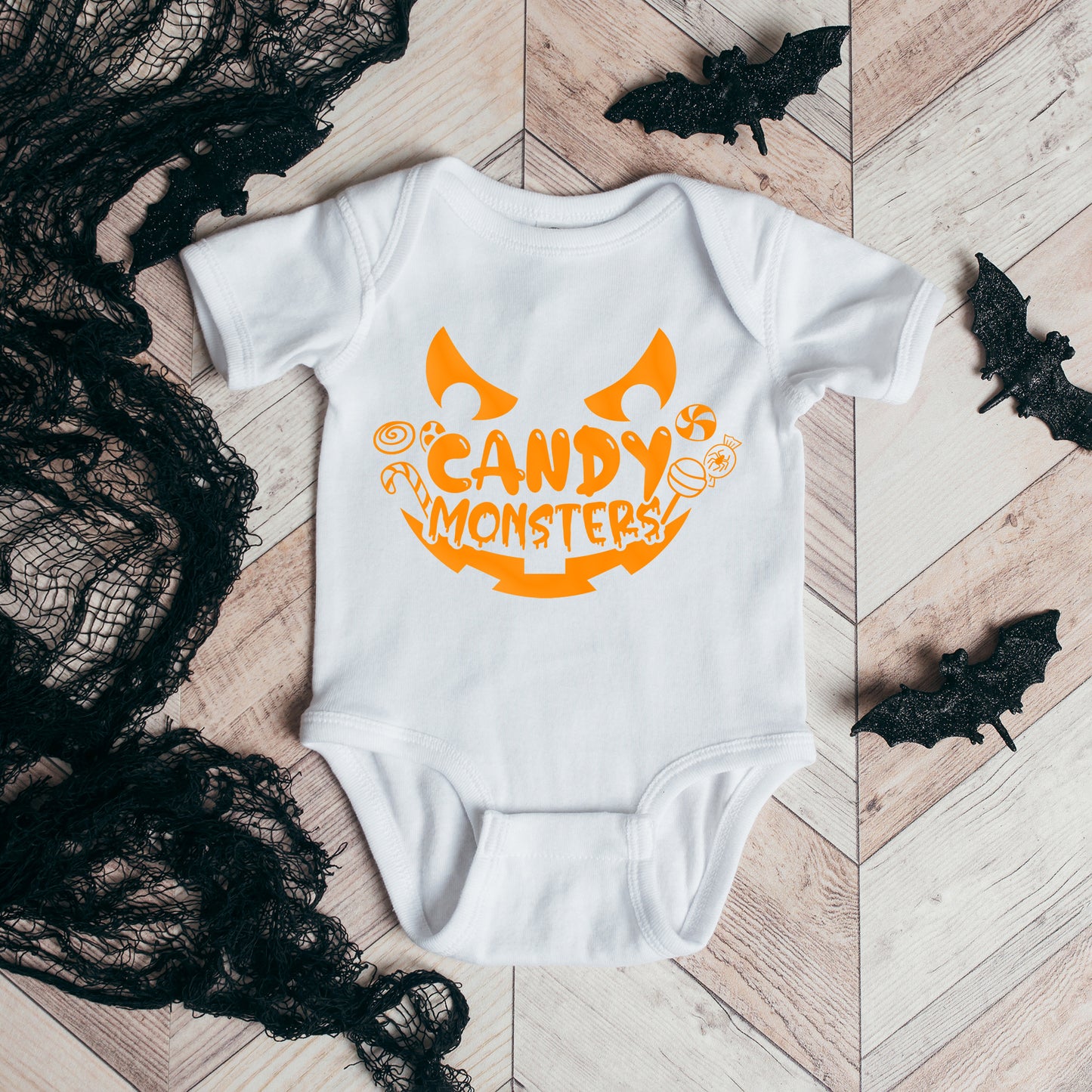 Candy Monster Puff Print | Baby Graphic Short Sleeve Onesie