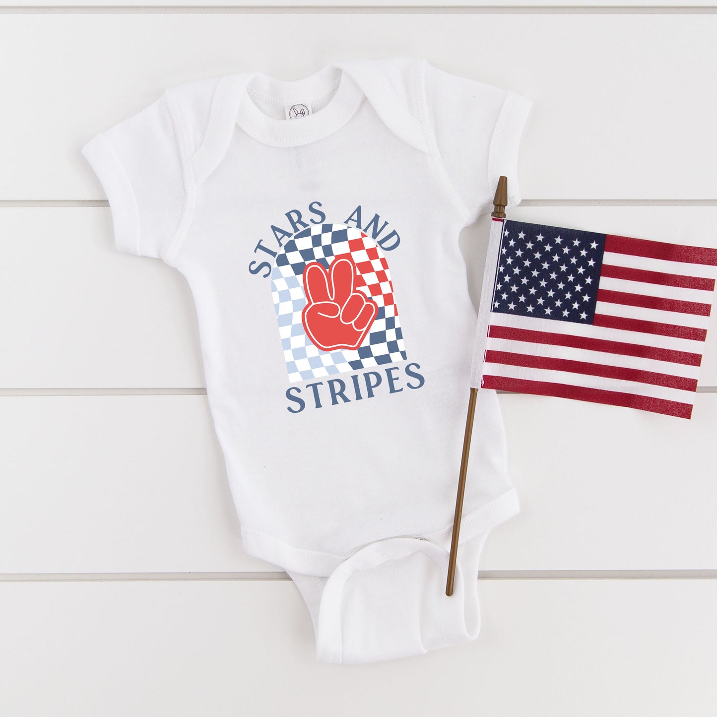 Stars And Stripes Peace | Baby Graphic Short Sleeve Onesie