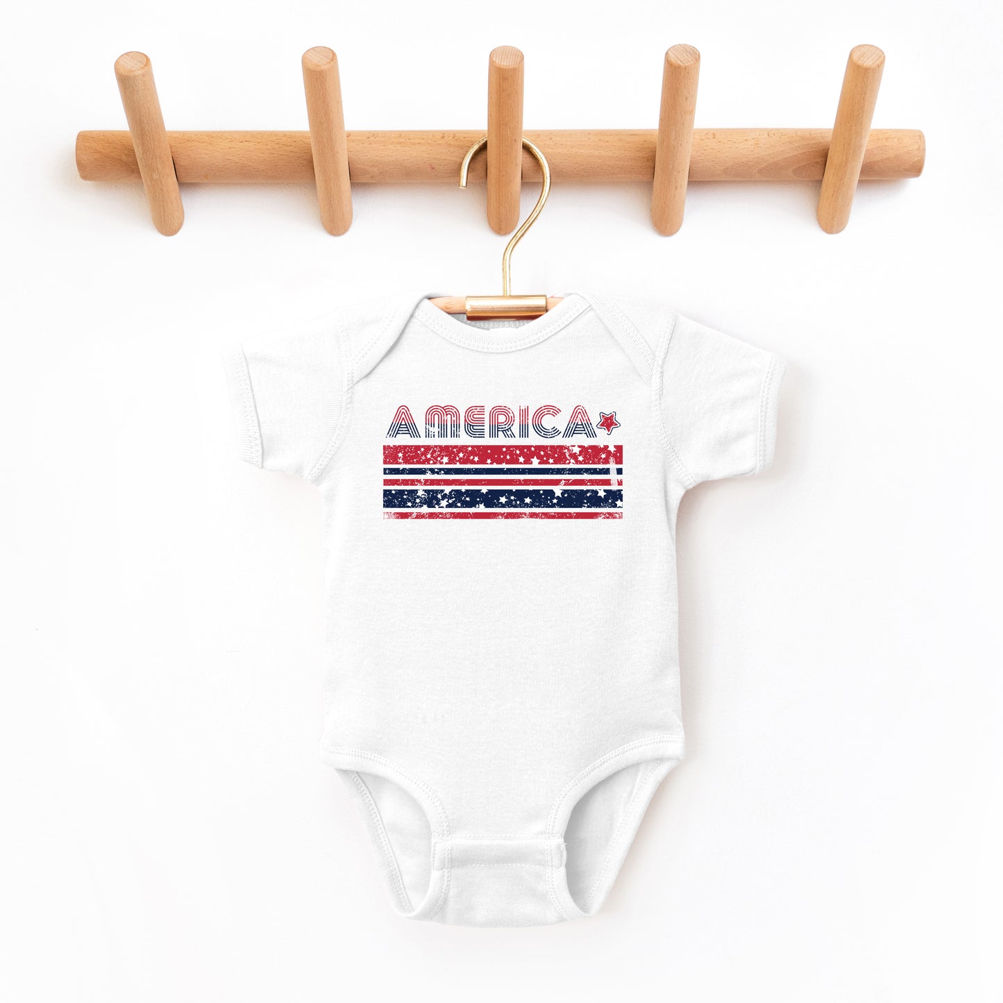 America With Stars And Stripes | Baby Graphic Short Sleeve Onesie