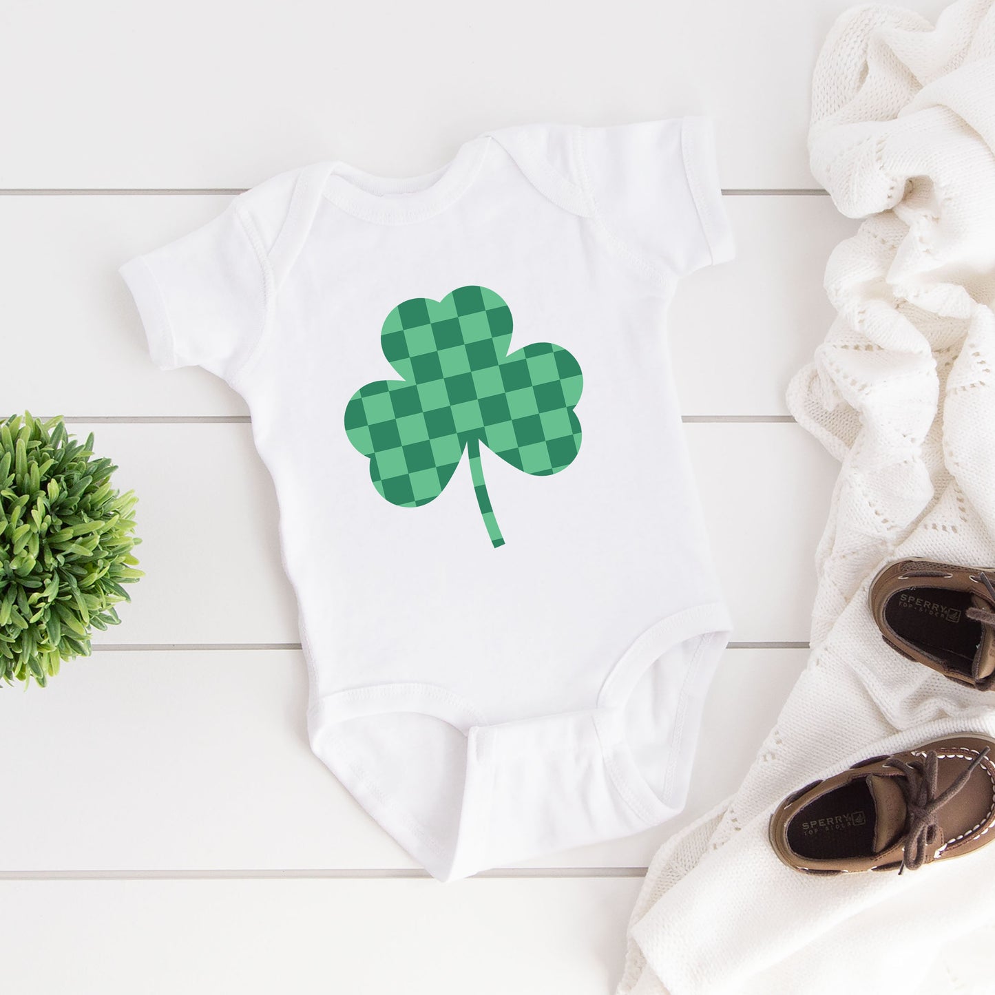 Checker Shamrock | Baby Graphic Short Sleeve Onesie