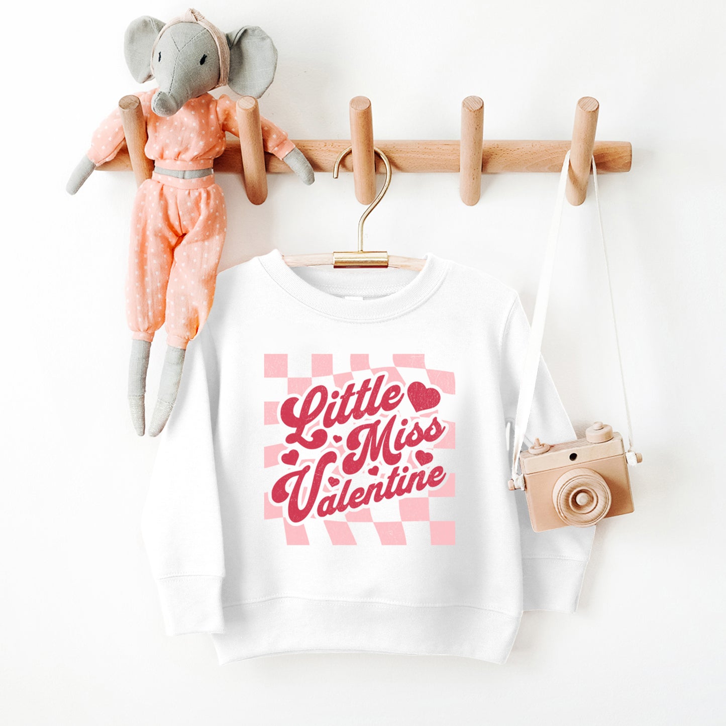 Checkered Little Miss Valentine | Toddler Graphic Sweatshirt