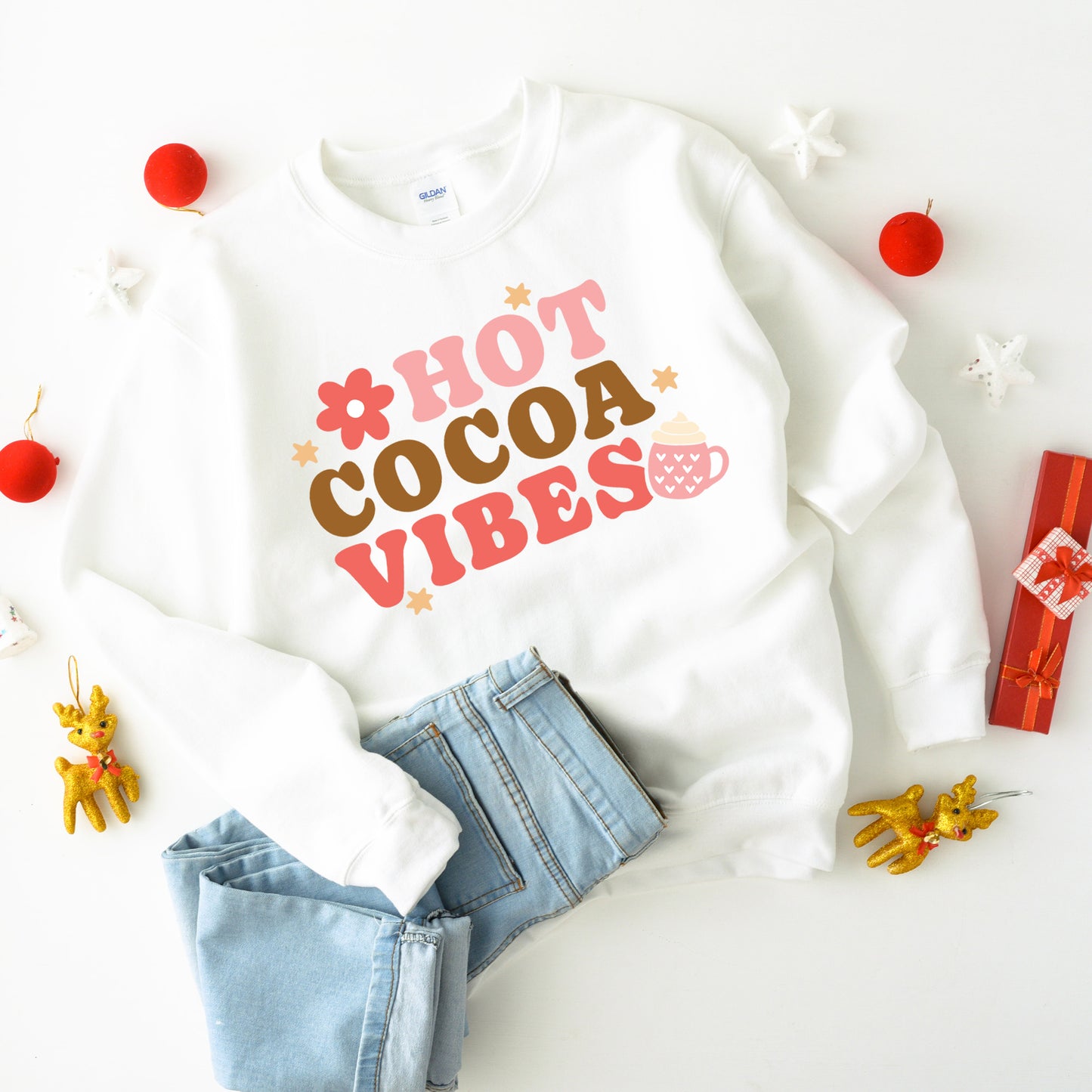 Retro Hot Cocoa Vibes Mug | Youth Graphic Sweatshirt